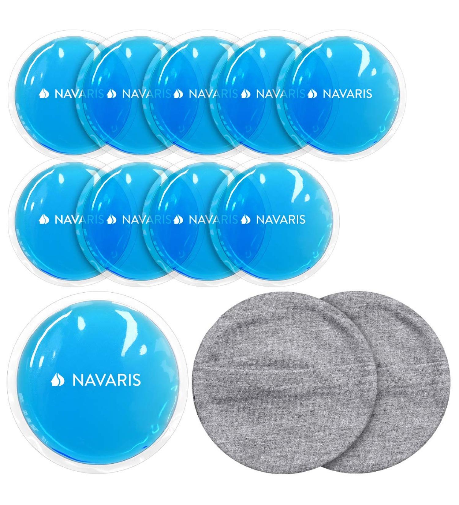 Navaris Reusable Gel Compress Set - 10 Cooling & Heating Pads with Cotton Covers for Eyes - Ideal for Pain Relief & Comfort - Buy Online on GoSupps.com