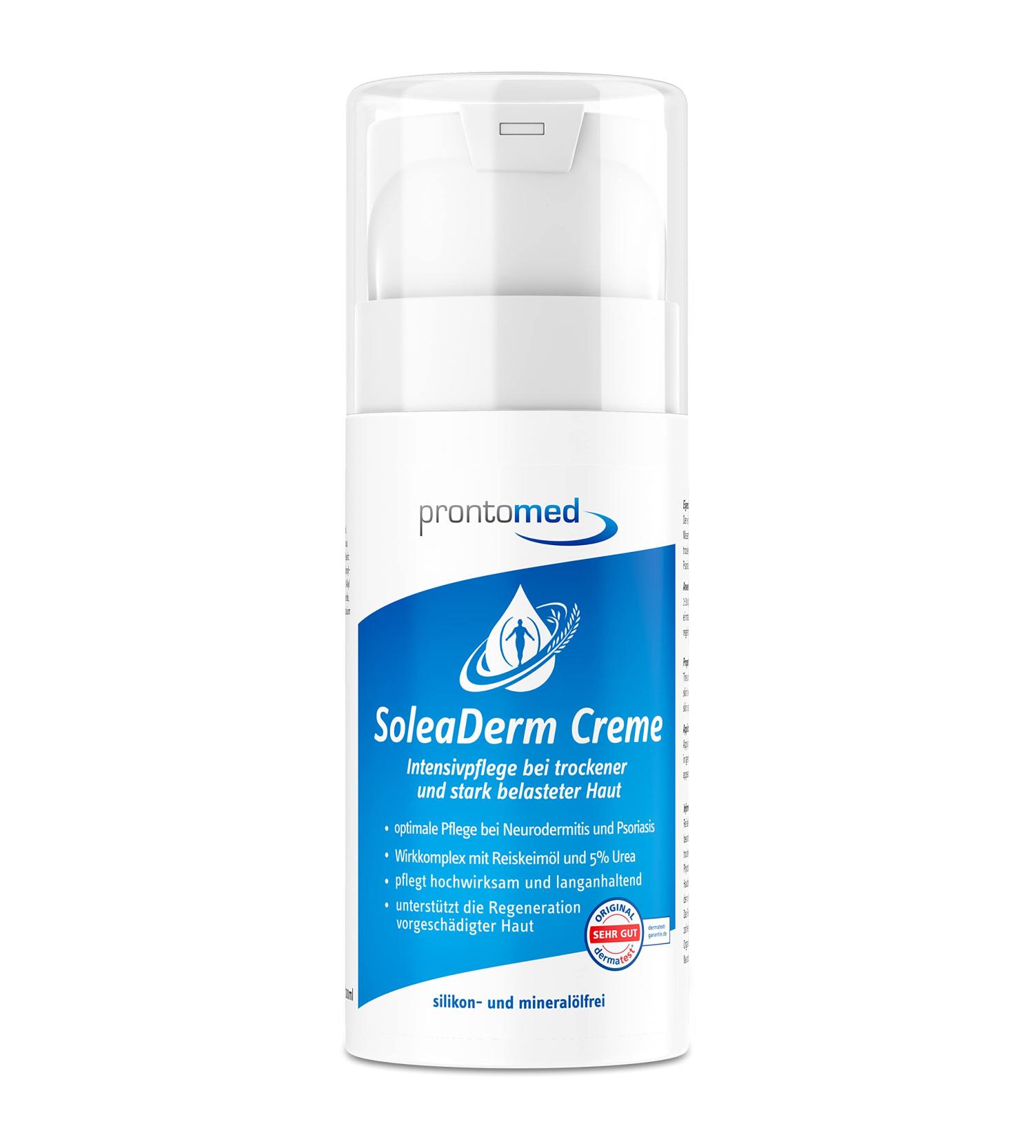 Prontomed SoleaDerm Cream 100ml | Neurodermatitis & Psoriasis Relief | Enriched with Rice Germ Oil & 5% Urea | International Shipping Available - Buy Online on GoSupps.com