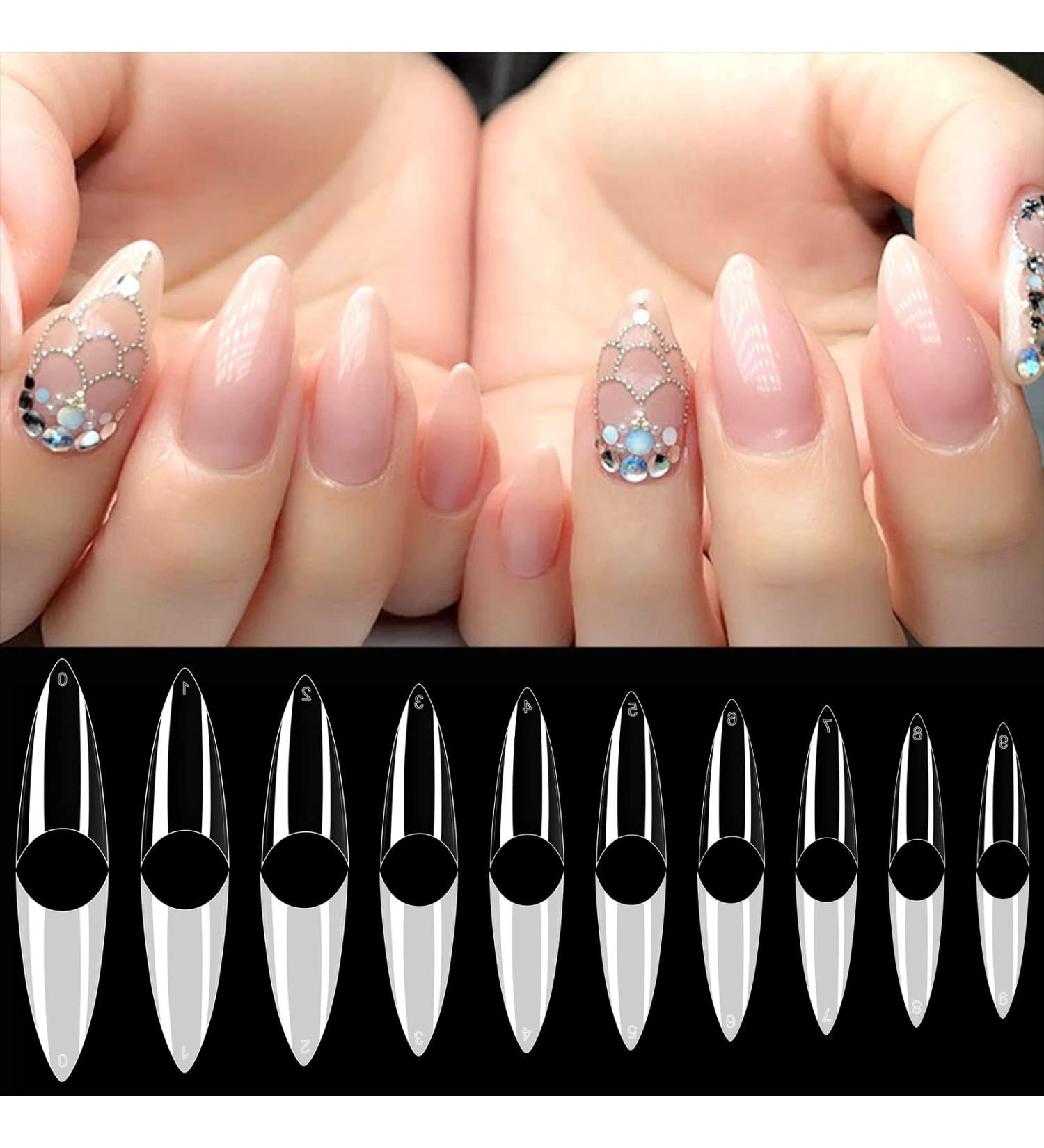 AORAEM Stiletto Nail Tips - 1000Pcs Acrylic False Nails Set with Bag (Short Clear+Natural) - Buy Online on GoSupps.com