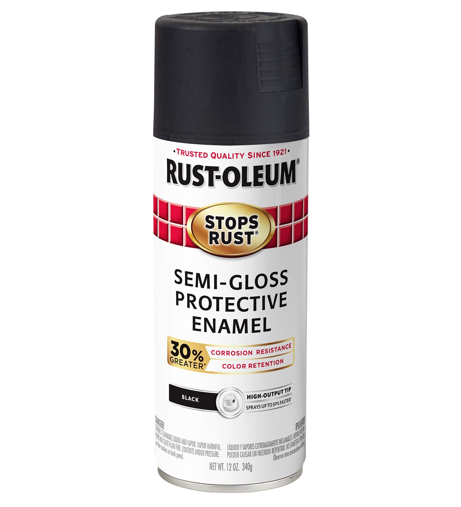 Rust-Oleum 338944 Stops Rust Advanced Spray Paint Semi-Gloss Black 12oz - Durable Protection and Finish - Buy Online on GoSupps.com