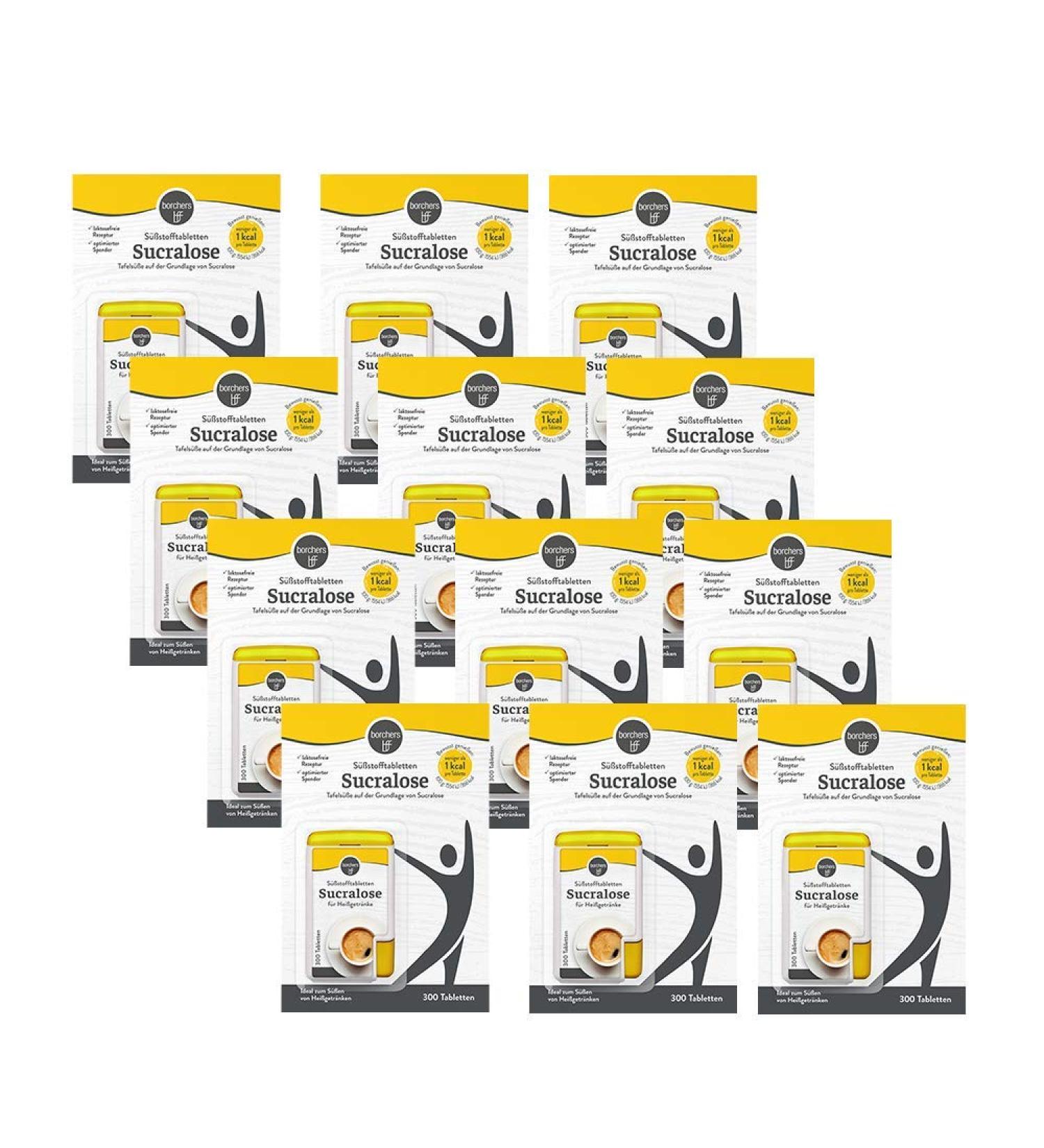 Buy 12 x Borchers Sucralose Sweet Tablets - 300 Pack for Coffee Tea & Hot Drinks | Ideal Sweetness for International Shipping - Buy Online on GoSupps.com