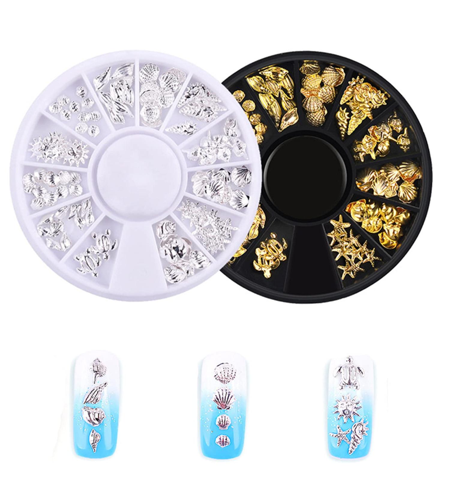 2 Boxes Metal 3D Ocean Nail Studs Star Starfish Shell Mix - 12 Grid Sizes Nail Art Decoration - Buy Online on GoSupps.com
