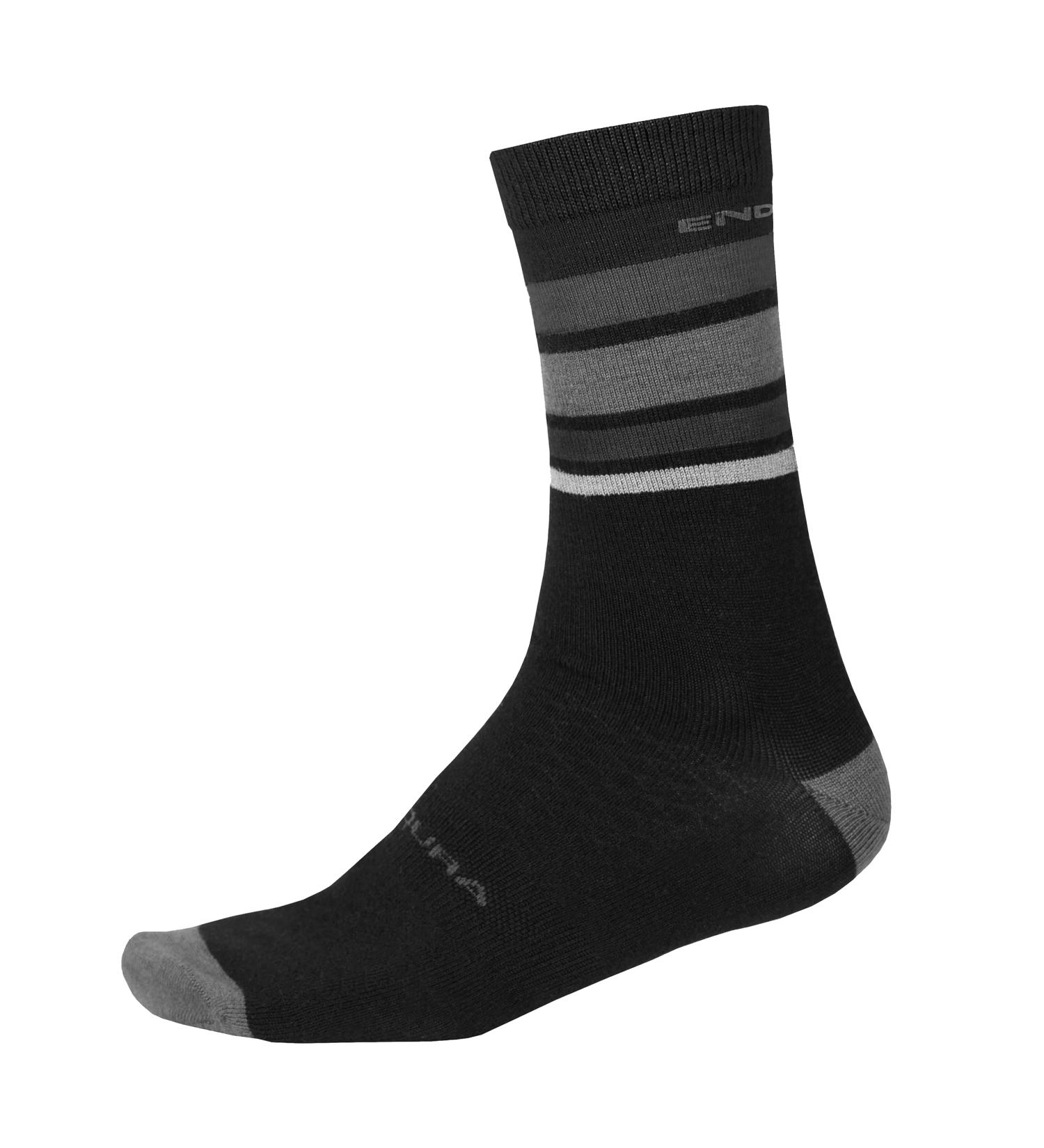 Endura BaaBaa Merino Stripe Men's Cycling Socks - SM Matte Black | Premium Comfort & Performance for Cyclists | International Shipping Available - Buy Online on GoSupps.com