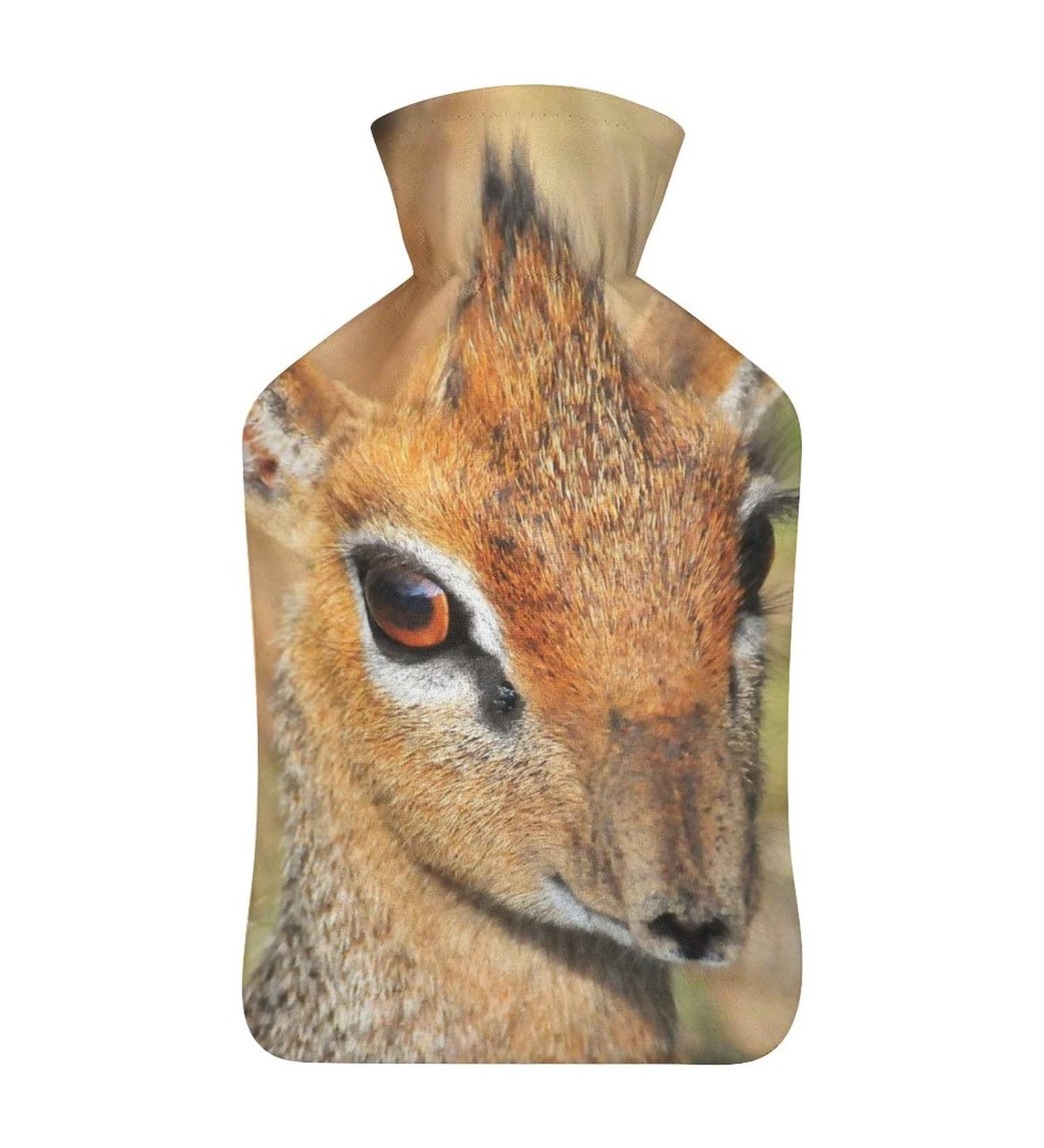 Deer Hot Water Bottle with Plush Cover - Cozy Bed Warmer for Adults & Kids | 26.5x15.3cm | International Shipping - Buy Online on GoSupps.com