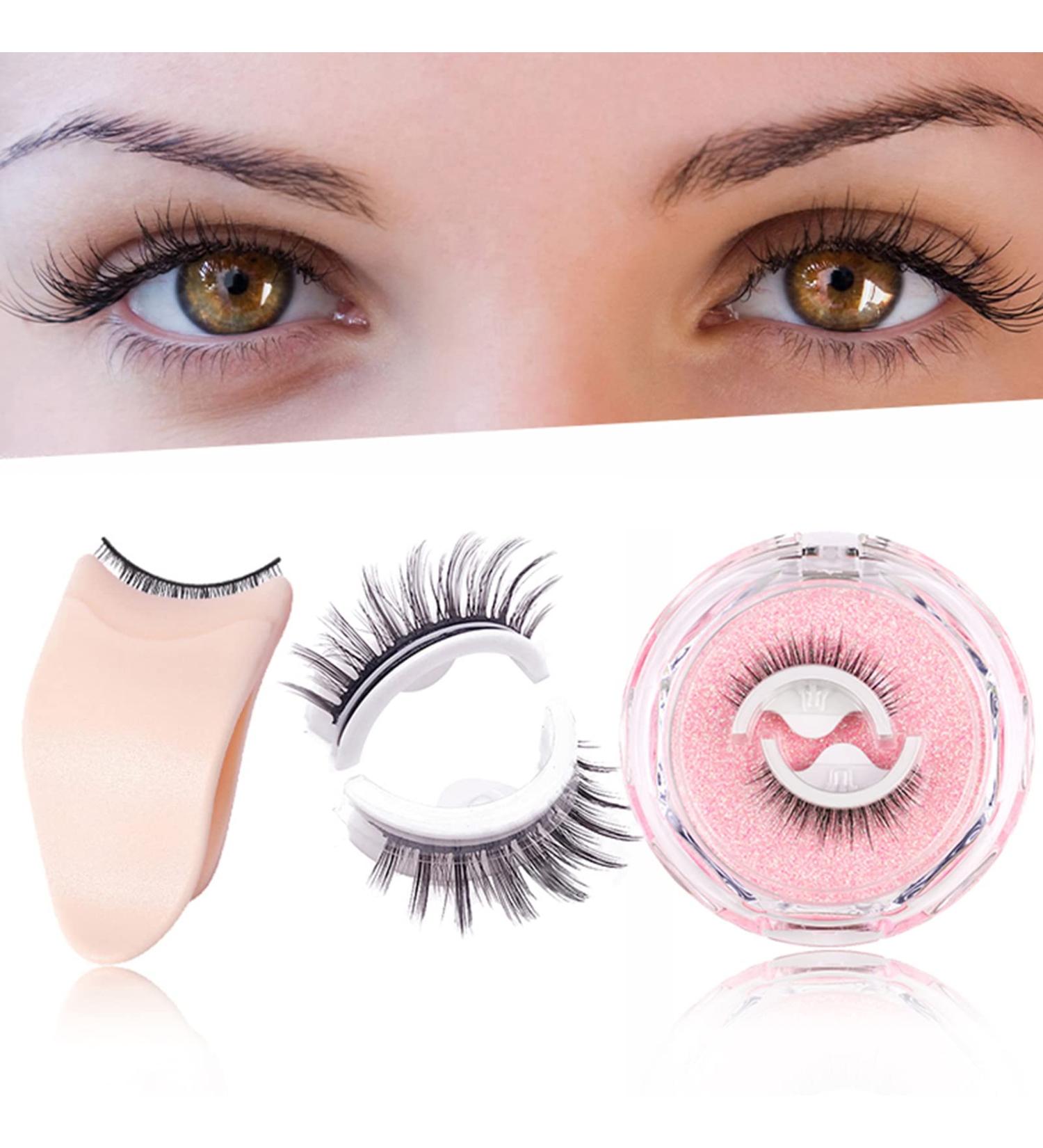 Self Adhesive Eyelashes - 2 PCS Reusable Natural Look Eyelashes with Applicator Tweezers | Long Style False Lashes (#036 - Buy Online on GoSupps.com