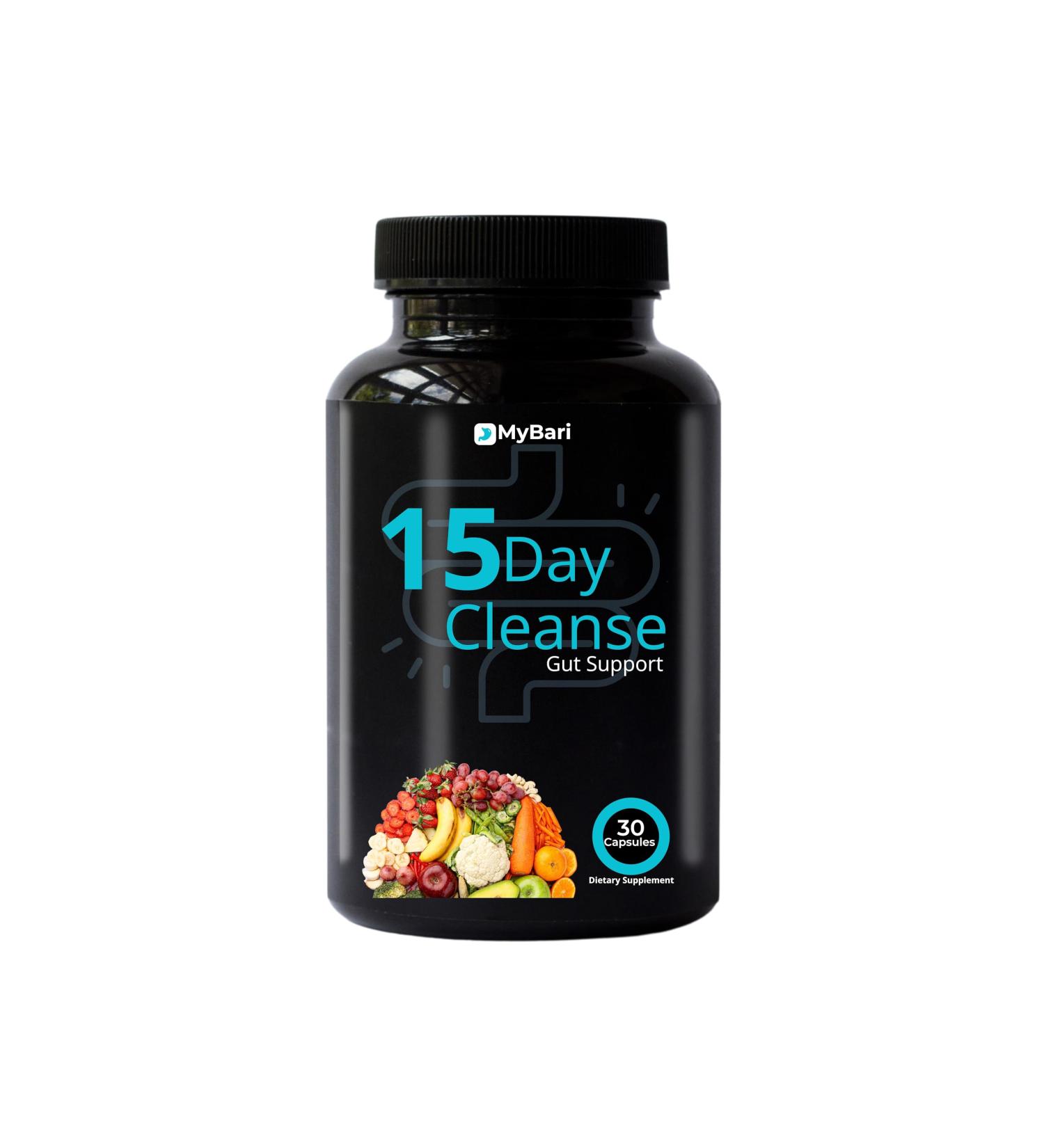 MyBari 15 Day Cleanse - Gut and Colon Support - Advanced Gut Cleanse Detox for Women & Men with Senna Cascara Sagrada & Psyllium Husk - Non-GMO - Made in USA - 30 Capsules - Buy Online on GoSupps.com