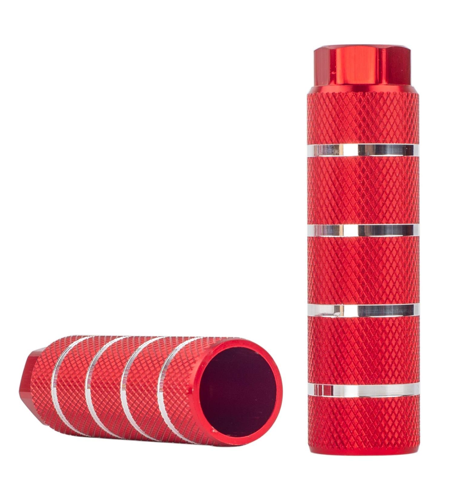 Small Star Bike Pegs 2Pcs Aluminum Alloy Anti-Skid Foot Pegs for 3/8 inch Axles - Red Stripe - Buy Online on GoSupps.com