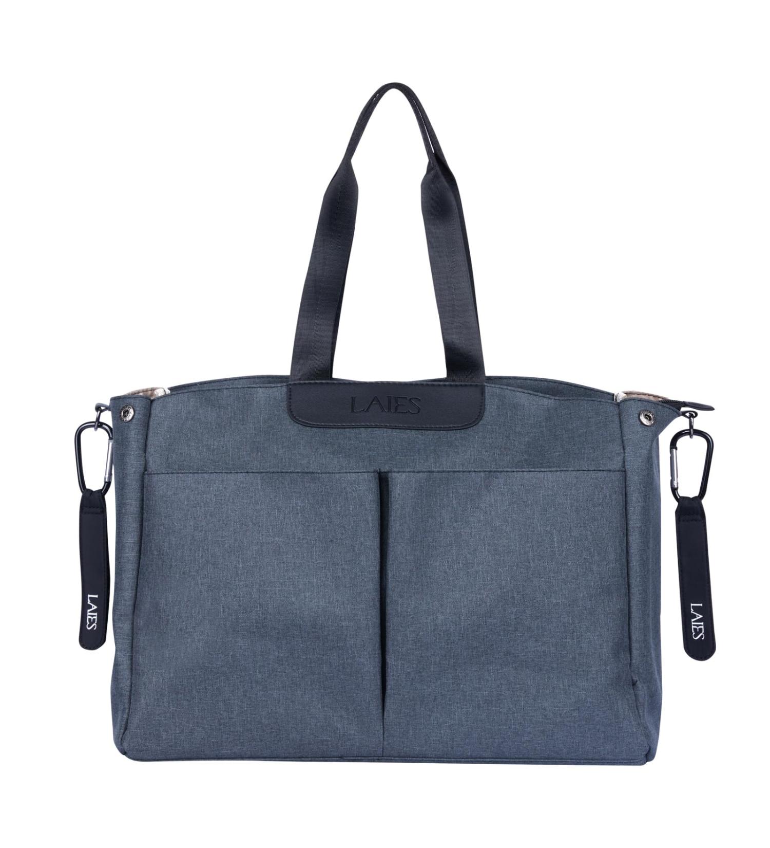 Large Waterproof Diaper Bag | Adjustable with Changing Pad Cosmetic Bag & Stroller Hooks - Black/Gray - Buy Online on GoSupps.com