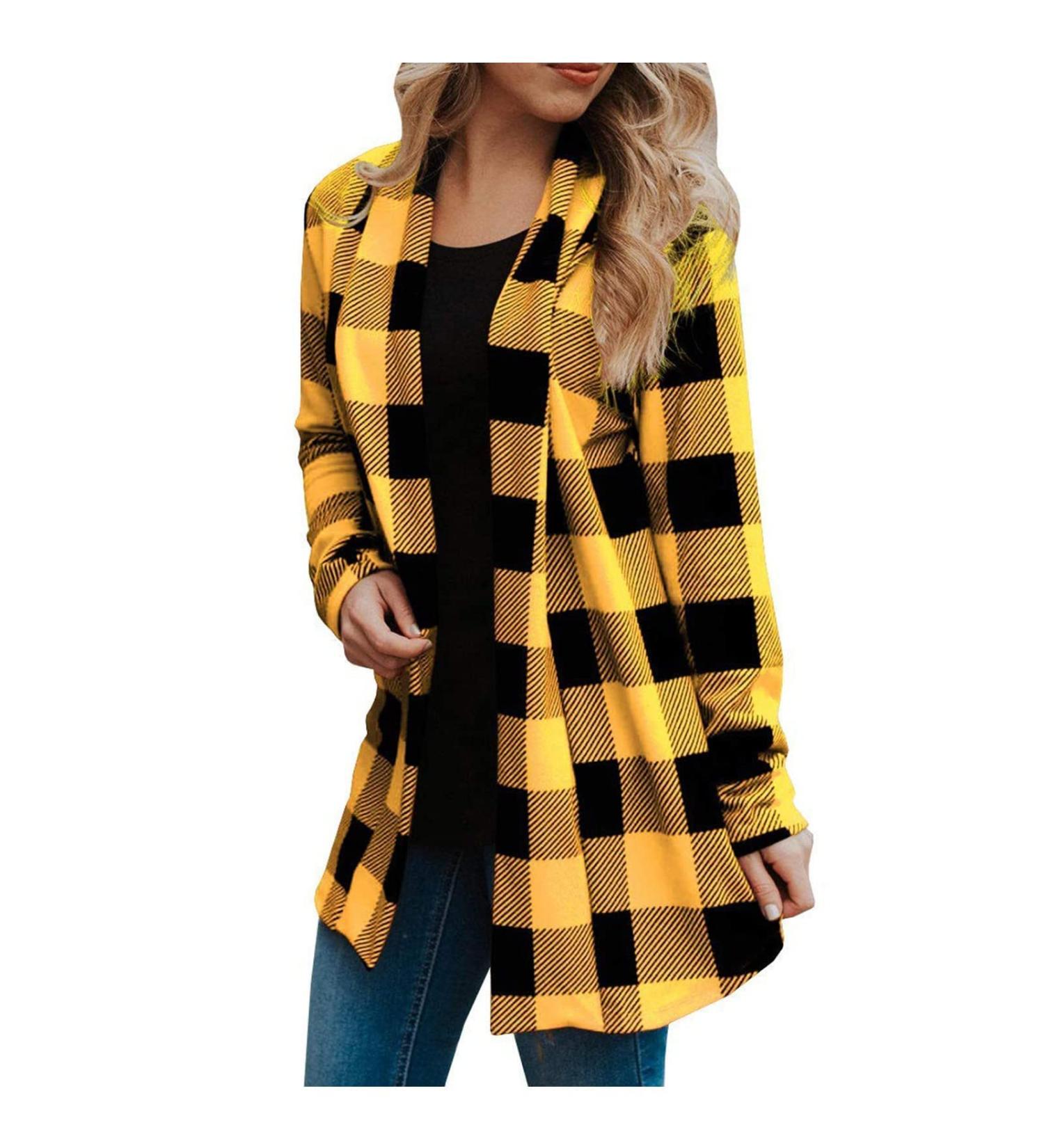 Long Shirt Outerwear Top Thin Warm Knitted Coat Women's Blouse V-Neck Shirt Tunic Long Women's Tunic Women's Shirt Casual Checked Shirt Women's Winter Chunky Knit Jacket C-yellow S - Buy Online on GoSupps.com
