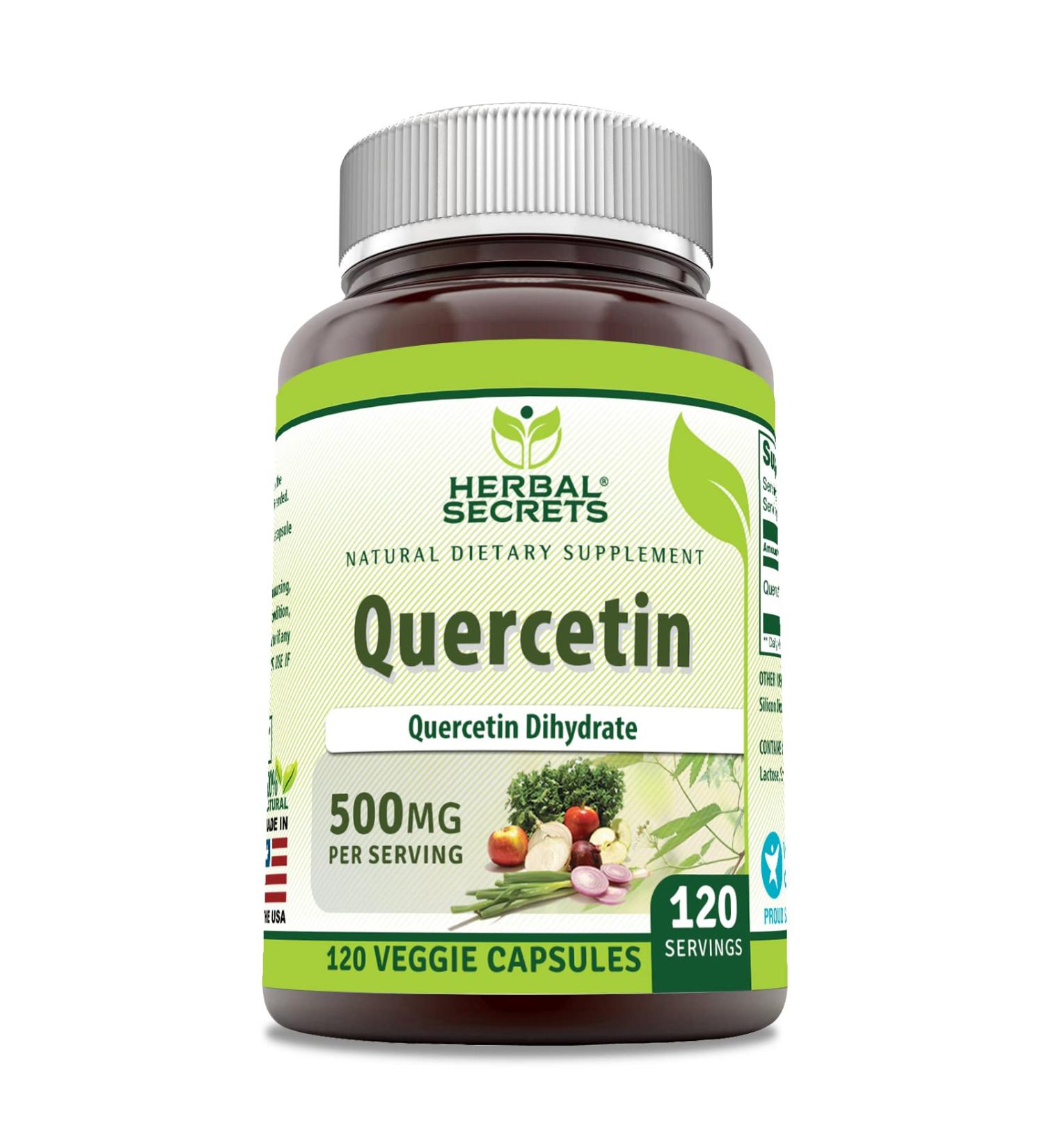 Herbal Secrets Quercetin 500 Mg Supplement | Non-GMO | Gluten-Free | Made in USA (1 Pack 120 Count) 120 Count 1 Count (Pack of 1)