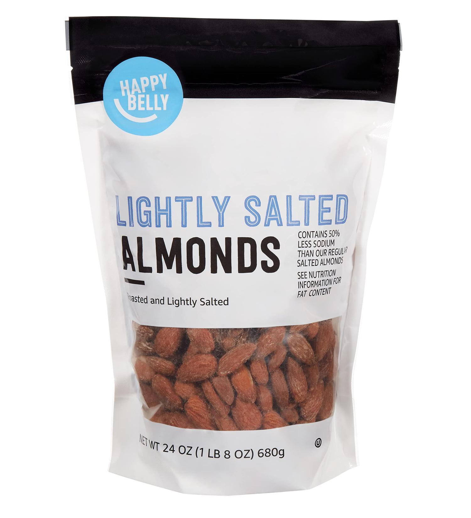 Happy Belly Roasted & Lightly Salted Almonds 24 Ounce - Amazon Brand - Buy Online on GoSupps.com