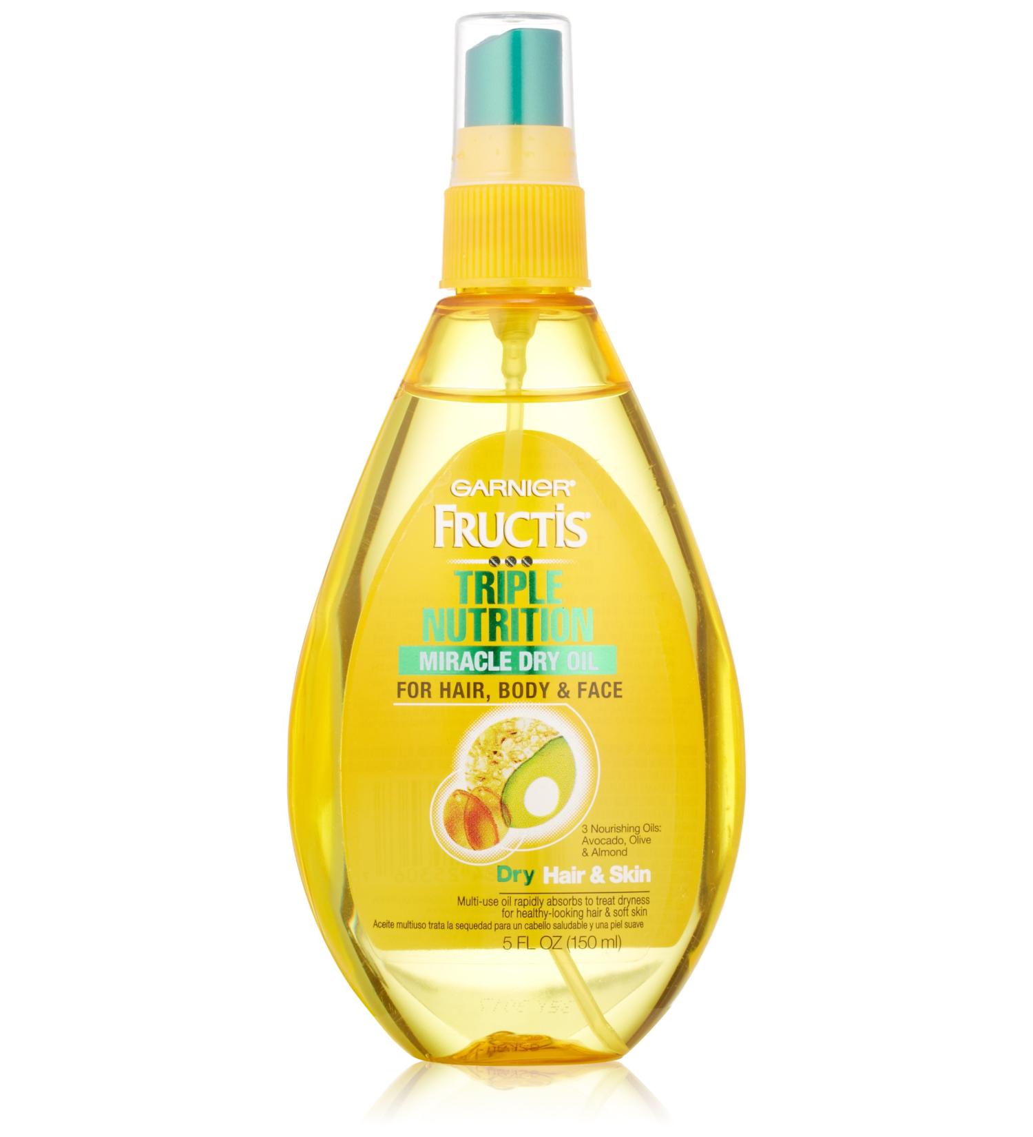Garnier Fructis Triple Nutrition Miracle Dry Oil for Hair  Face  and Body  5 Fluid Ounce