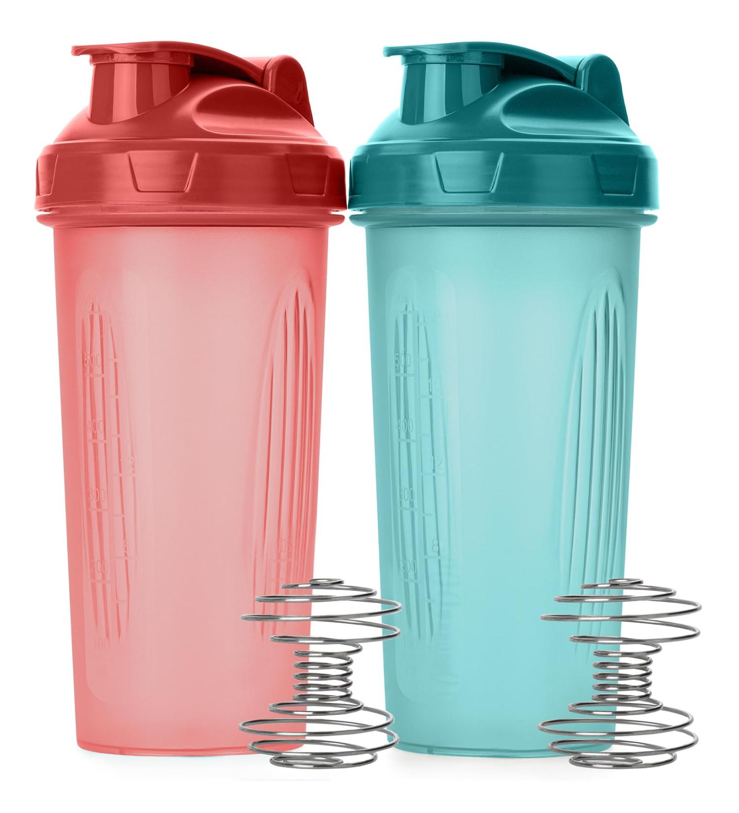 Mr. Pen- Shaker Bottles for Protein Mixes 28 oz 2 Pack Light Blue & Red Protein Shaker Bottle with Wire Whisk Ball Blender Bottle - Buy Online on GoSupps.com