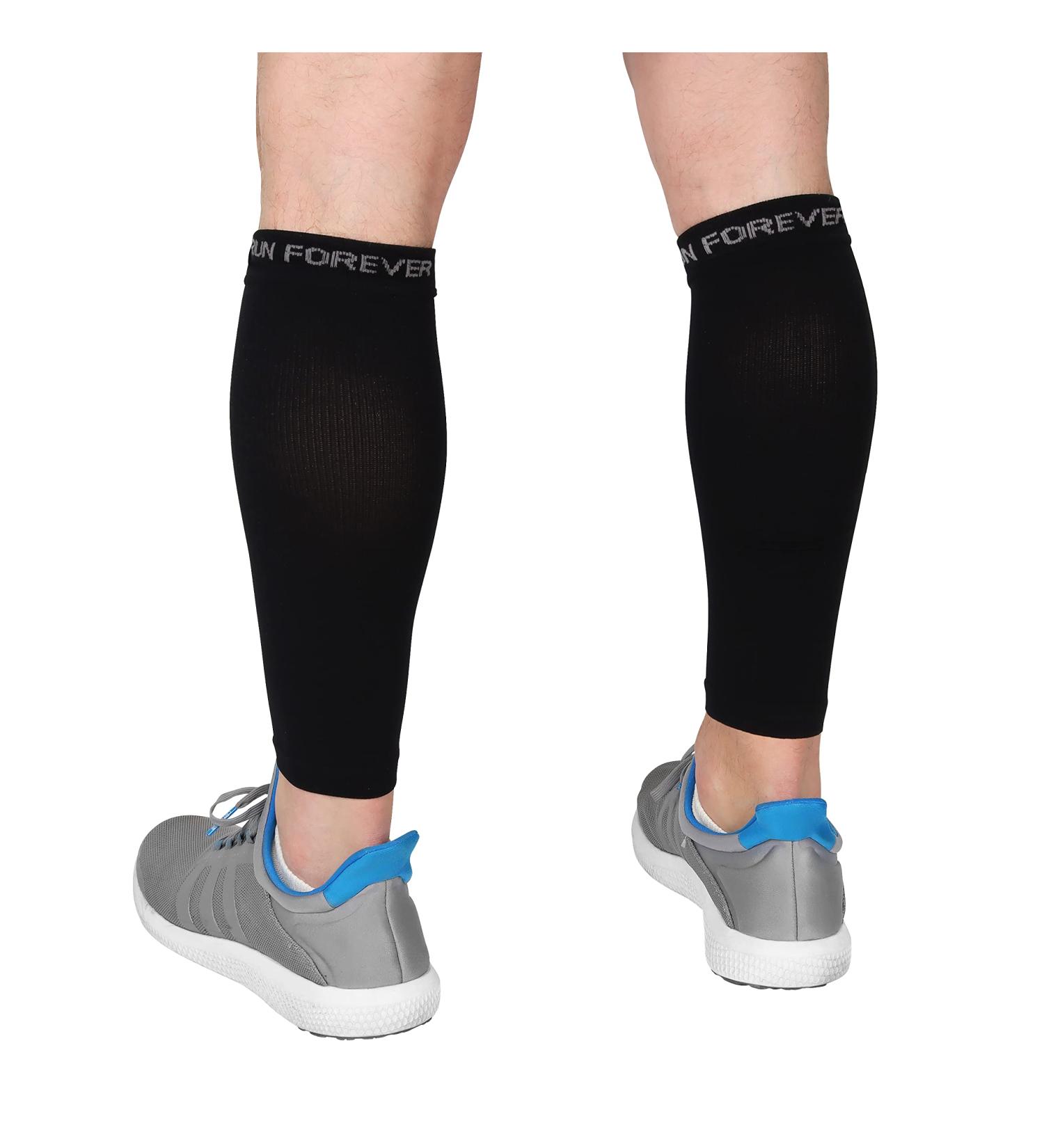 Calf Compression Sleeves | 3X-Large Leg Compression Sleeve for Men & Women | Footless Socks for Shin Splint & Varicose Vein Support - Black - Buy Online on GoSupps.com