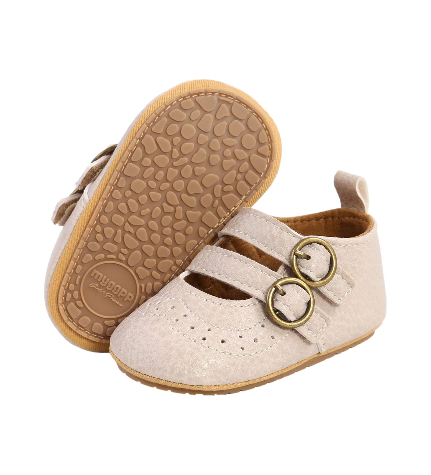 Baby Girls Mary Jane First Walking Shoes | Anti-Slip Princess PU Leather Infant Shoes (0-6 Months) - F Banki - Buy Online on GoSupps.com