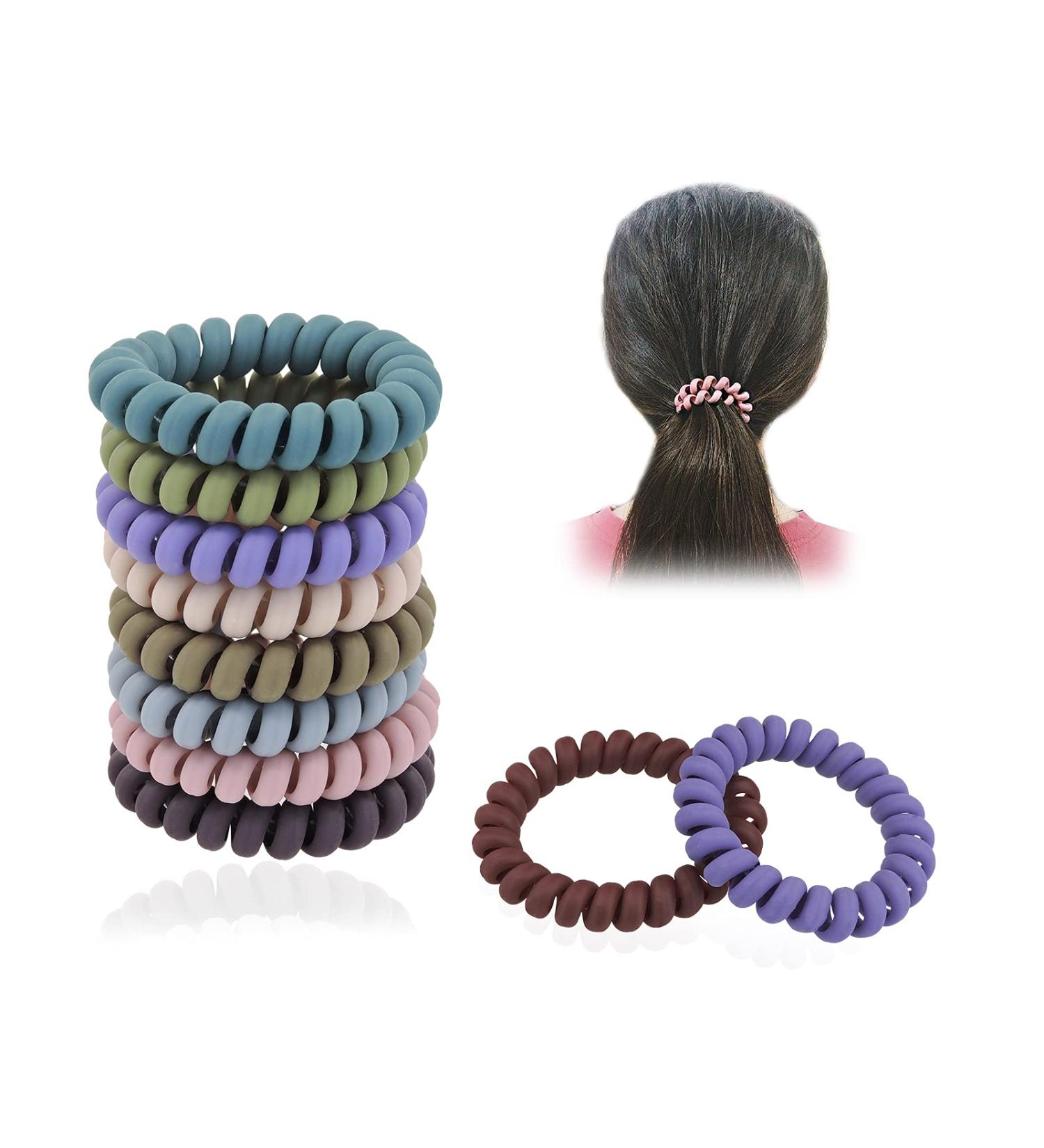 Andiker Spiral Hair Ties - 10 Colorful Elastic Hair Bands for Women & Girls | Durable Rubber Ponytail Holders - Buy Online on GoSupps.com