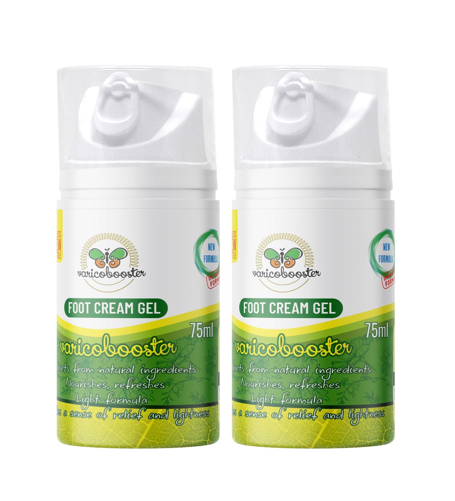  Varicobooster Foot Cream Gel 2 x 75 ml Over 25 Carefully Selected Ingredients New Improved Formula Based on Natural Components Nova Botea Airless-Pumpe - Buy Online on GoSupps.com