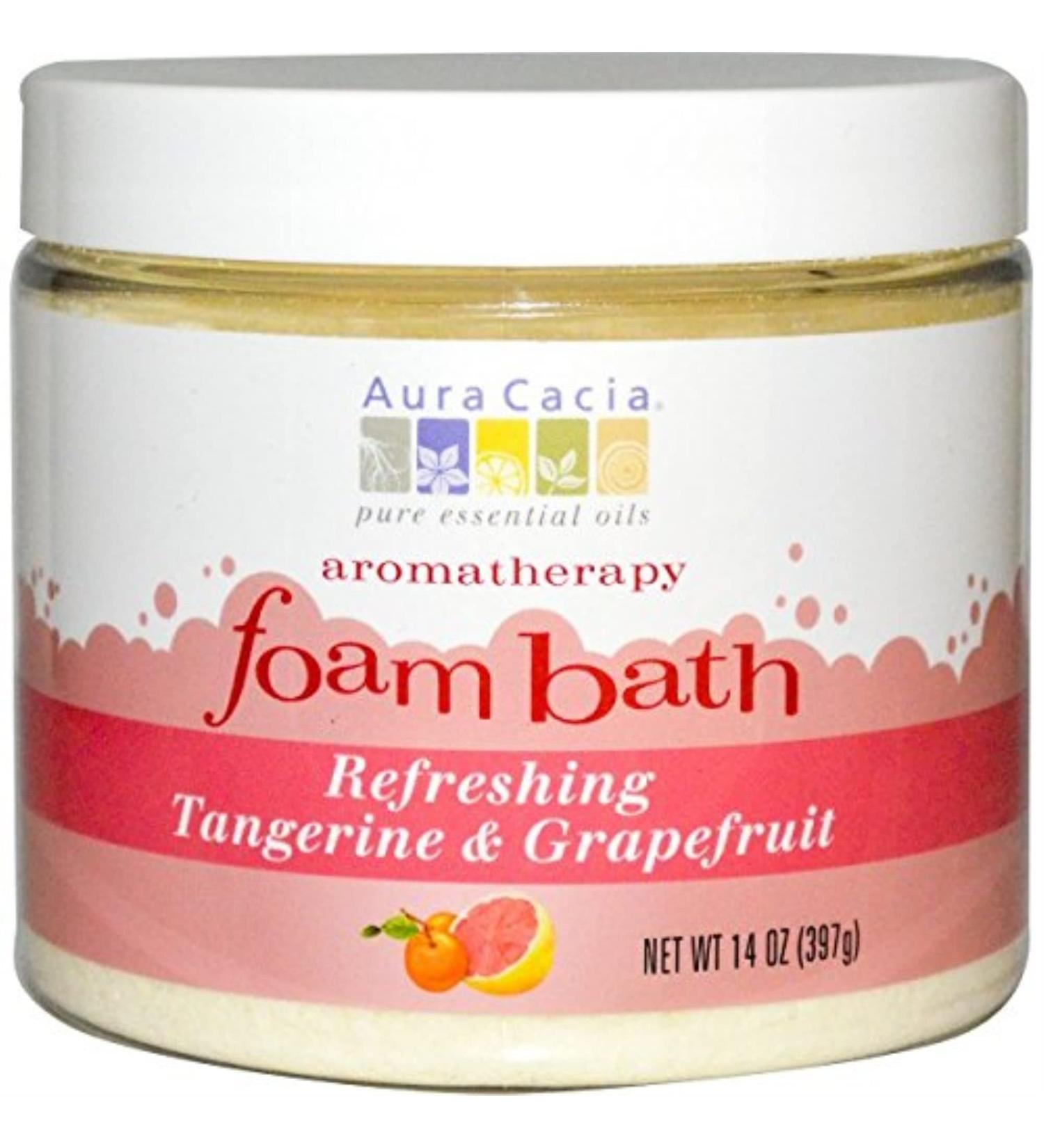 Aromatherapy Foam Bath Refreshing Tangerine & Grapefruit Aura Cacia 14 oz Powder