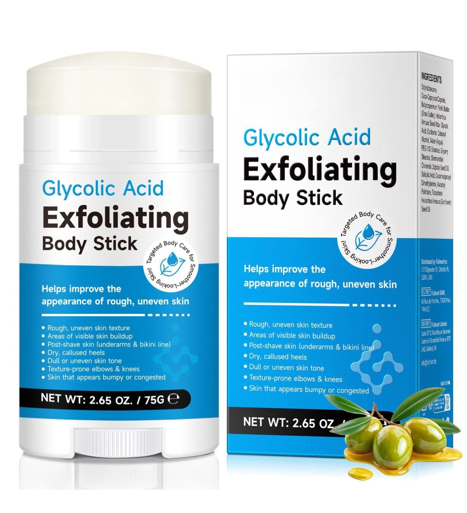 Glycolic Acid Exfoliating Body Stick 75g Body Cream & Exfoliator for Strawberry Skin Treatment on Legs Arms and Dry Rough Skin Reduces Acne with Shea Butter One Targeted Solution - Buy Online on GoSupps.com