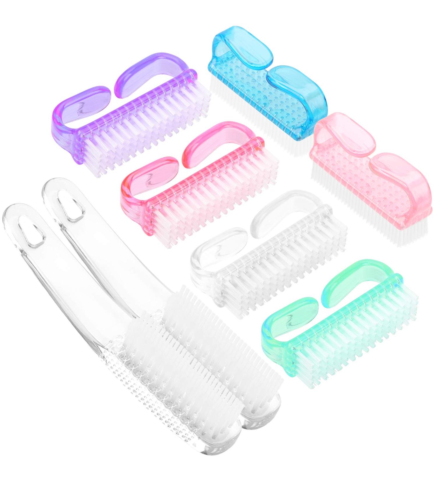 Senignol Handle Grip Nail Brush Set - 8Pcs Fingernail Cleaner Scrubbing Kit for Men, Women, Kids - Multicolor Green - Buy Online on GoSupps.com