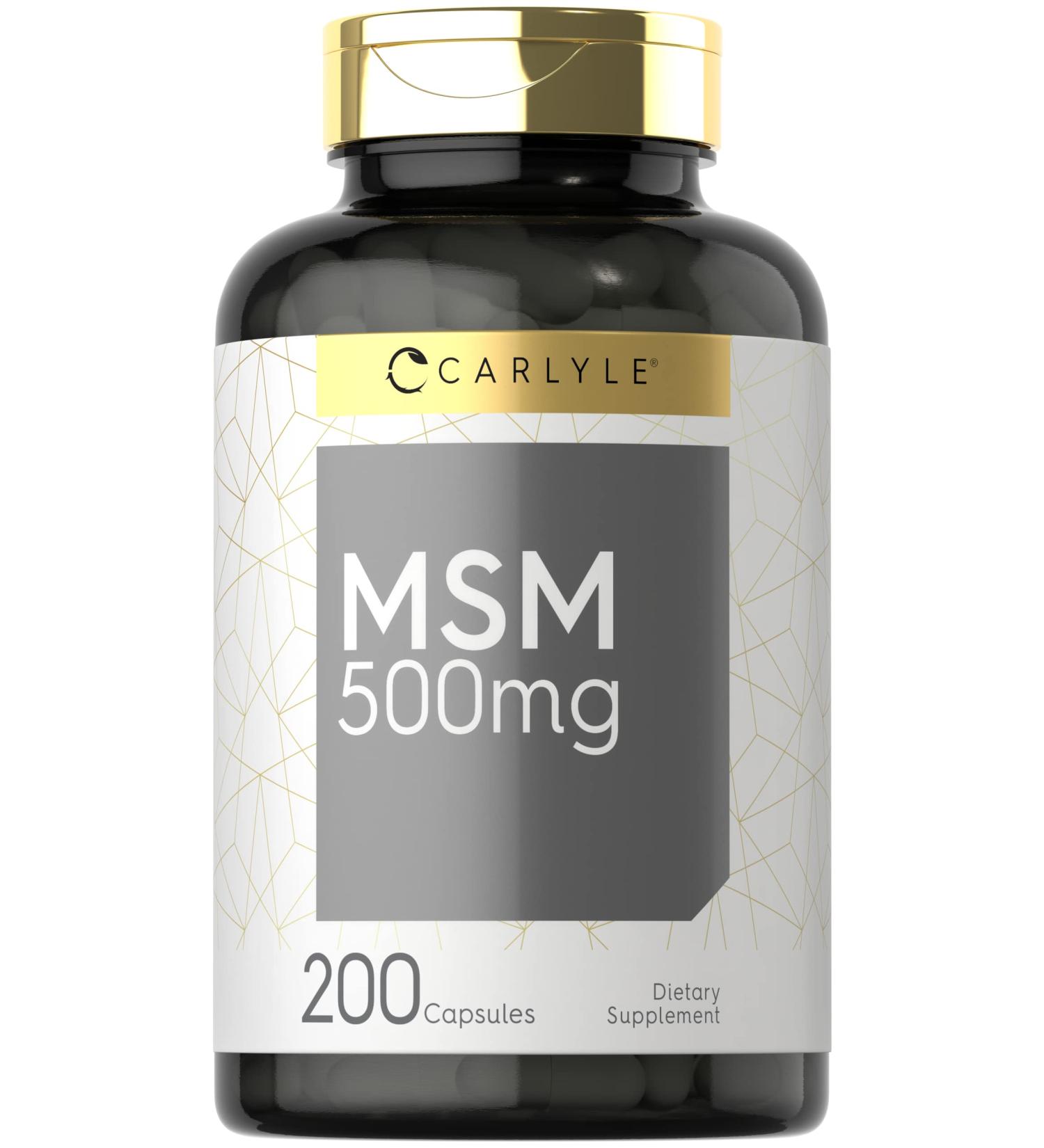 MSM Supplement 500mg - 200 Capsules | Non-GMO & Gluten Free | Methylsulfonylmethane by Carlyle - Buy Online on GoSupps.com
