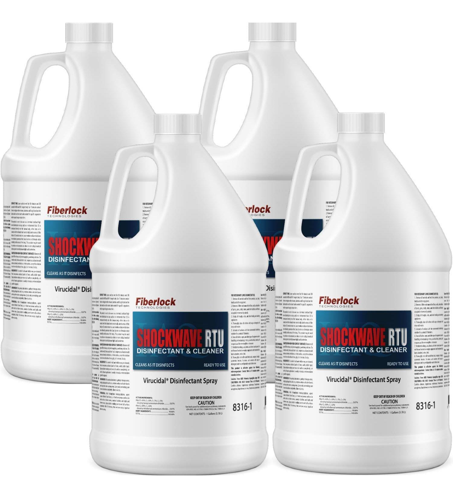 Fiberlock Shockwave RTU Parent - 4 Pack of 1 Gallon (128 Fl Oz x 4) - Mold & Mildew Killer - Buy Online on GoSupps.com