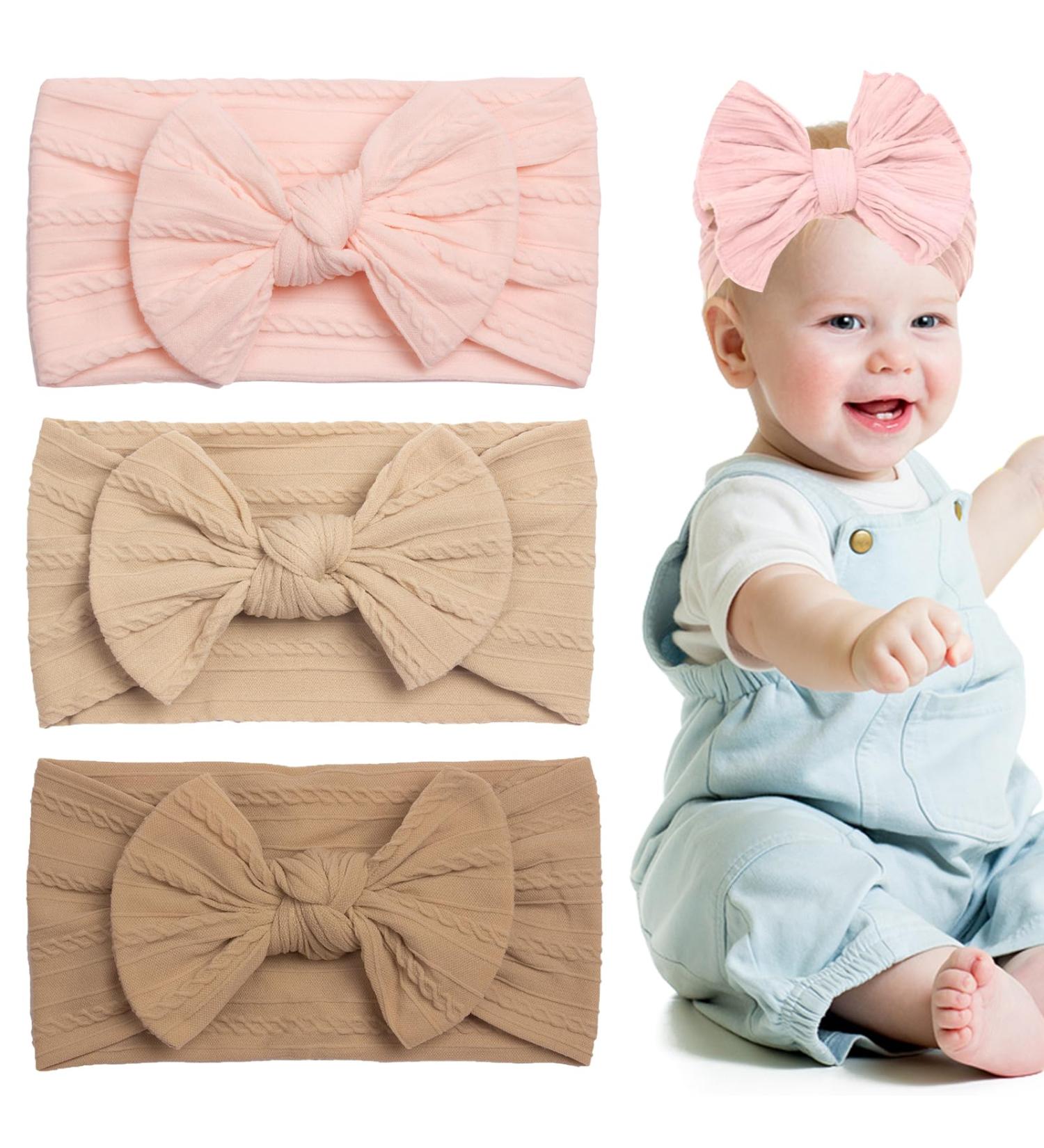 3 Piece Baby Girl Nylon Headbands | Comfortable Elastic Hair Bands for Children - Buy Online on GoSupps.com