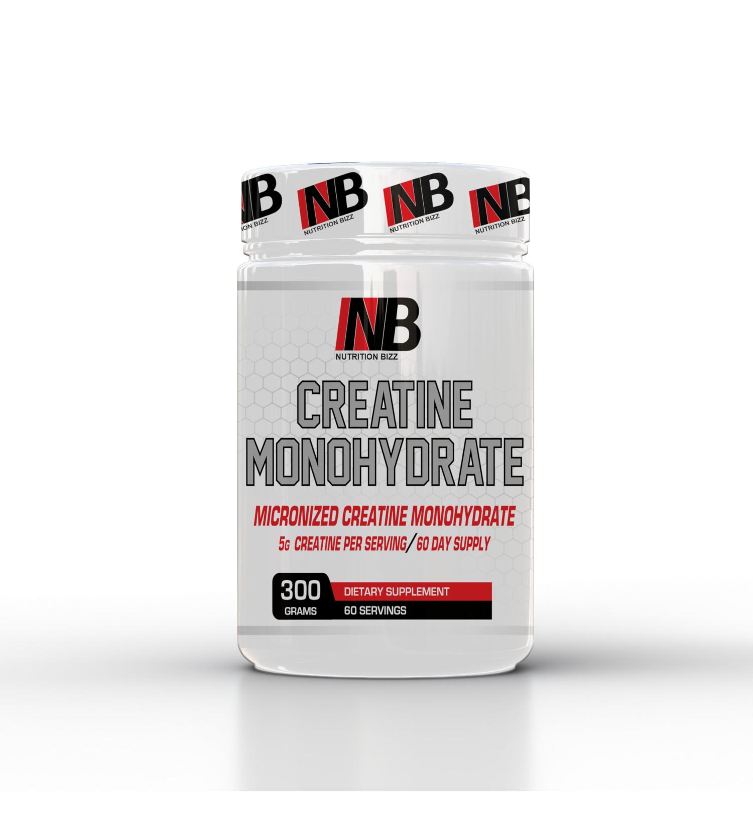 NutritionBizz Micronized Creatine Monohydrate Powder 300 Grams Unflavored 60 Days Supply 5 Grams Creatiner Per Serving