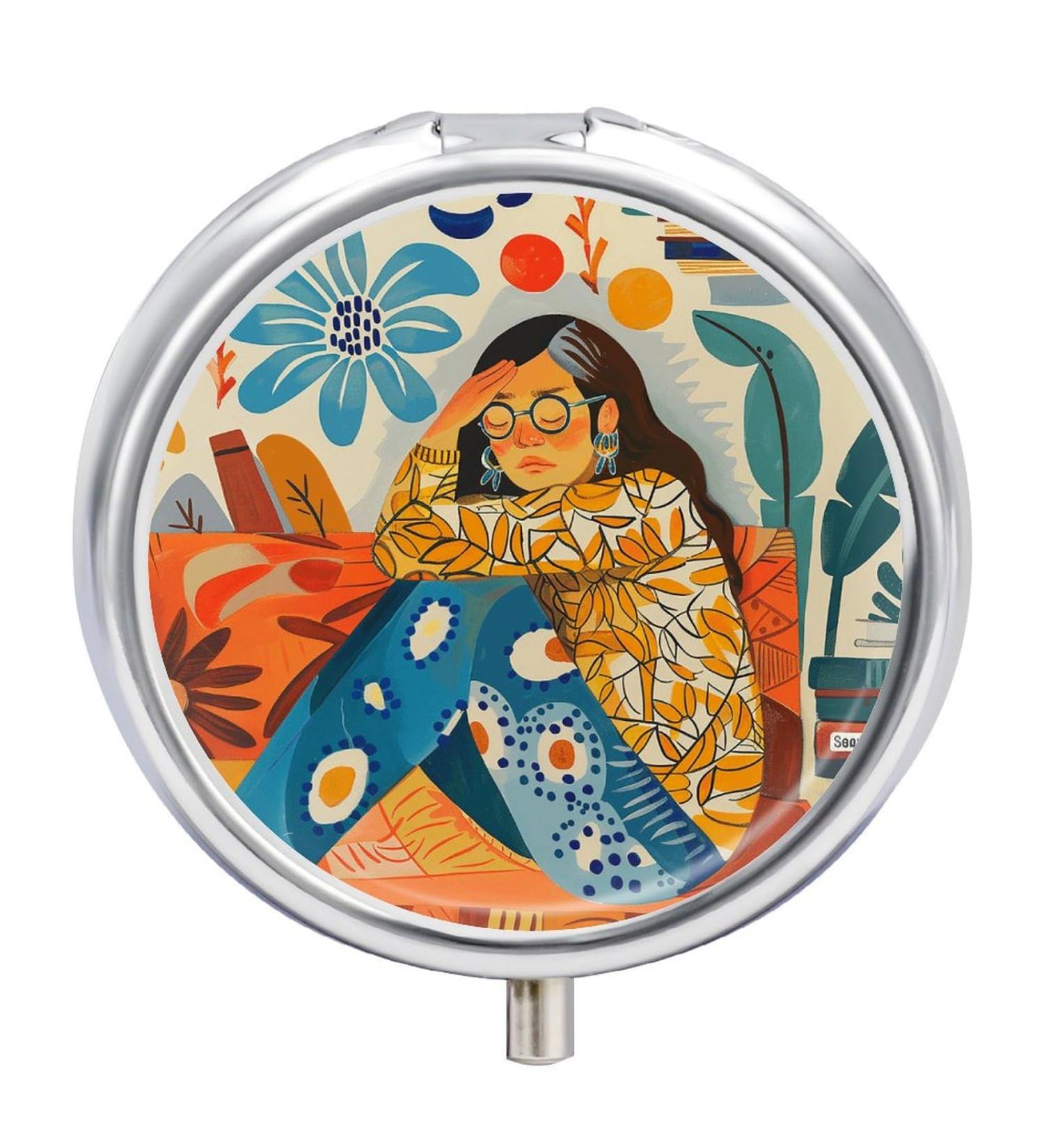 Travel Pill Box Organizer - 3 Compartment Portable Medicine Case for Women - Stylish Pajamas Design - Perfect for Handbag & Pocket - Buy Online on GoSupps.com