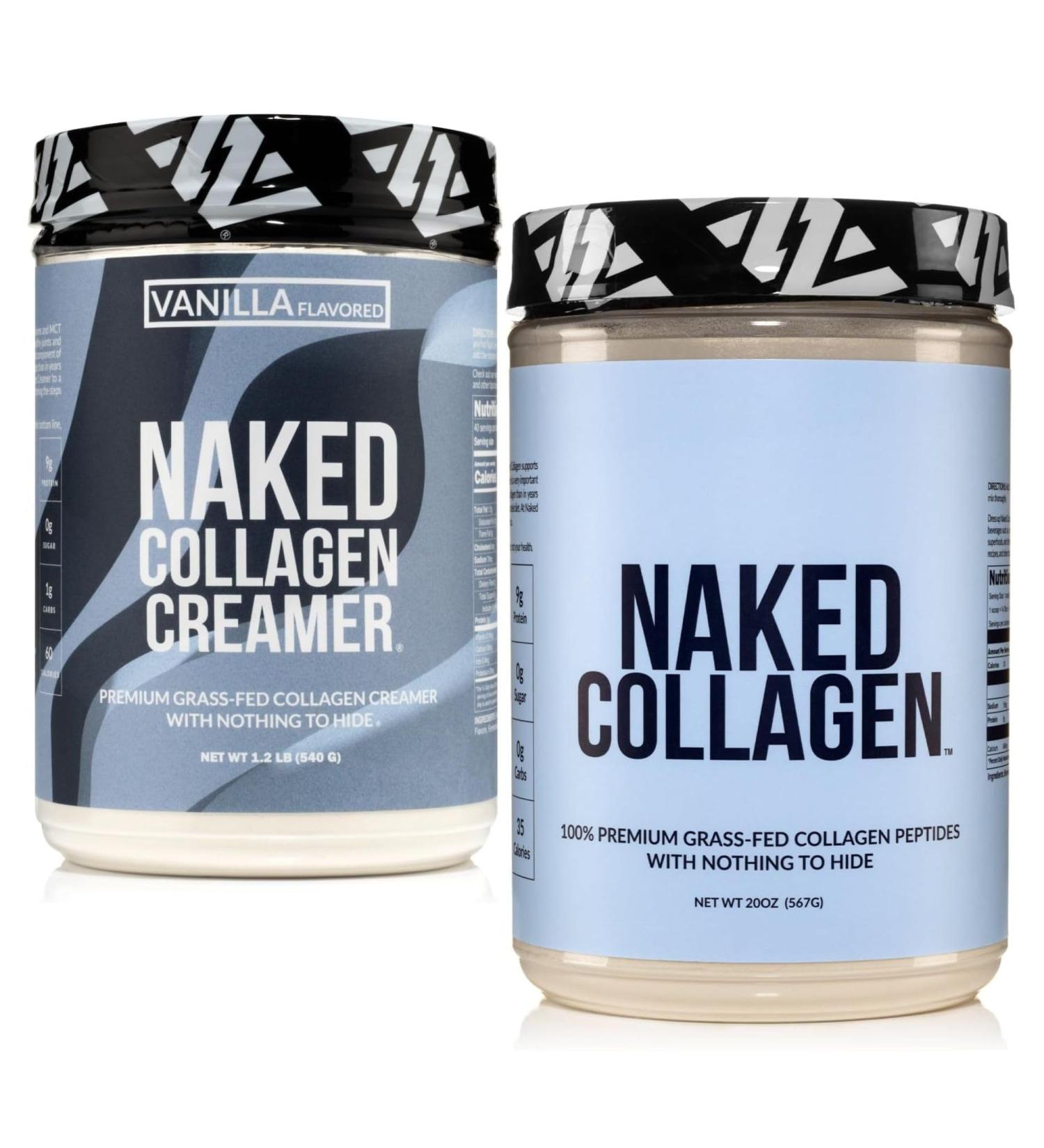 NAKED Collagen Coffee Creamer Vanilla 40 Servings + Collagen Peptides Protein Powder Unflavored 60 Servings Bundle: Non-GMO Keto Gluten-Free Paleo-Friendly Soy-Free. - Buy Online on GoSupps.com