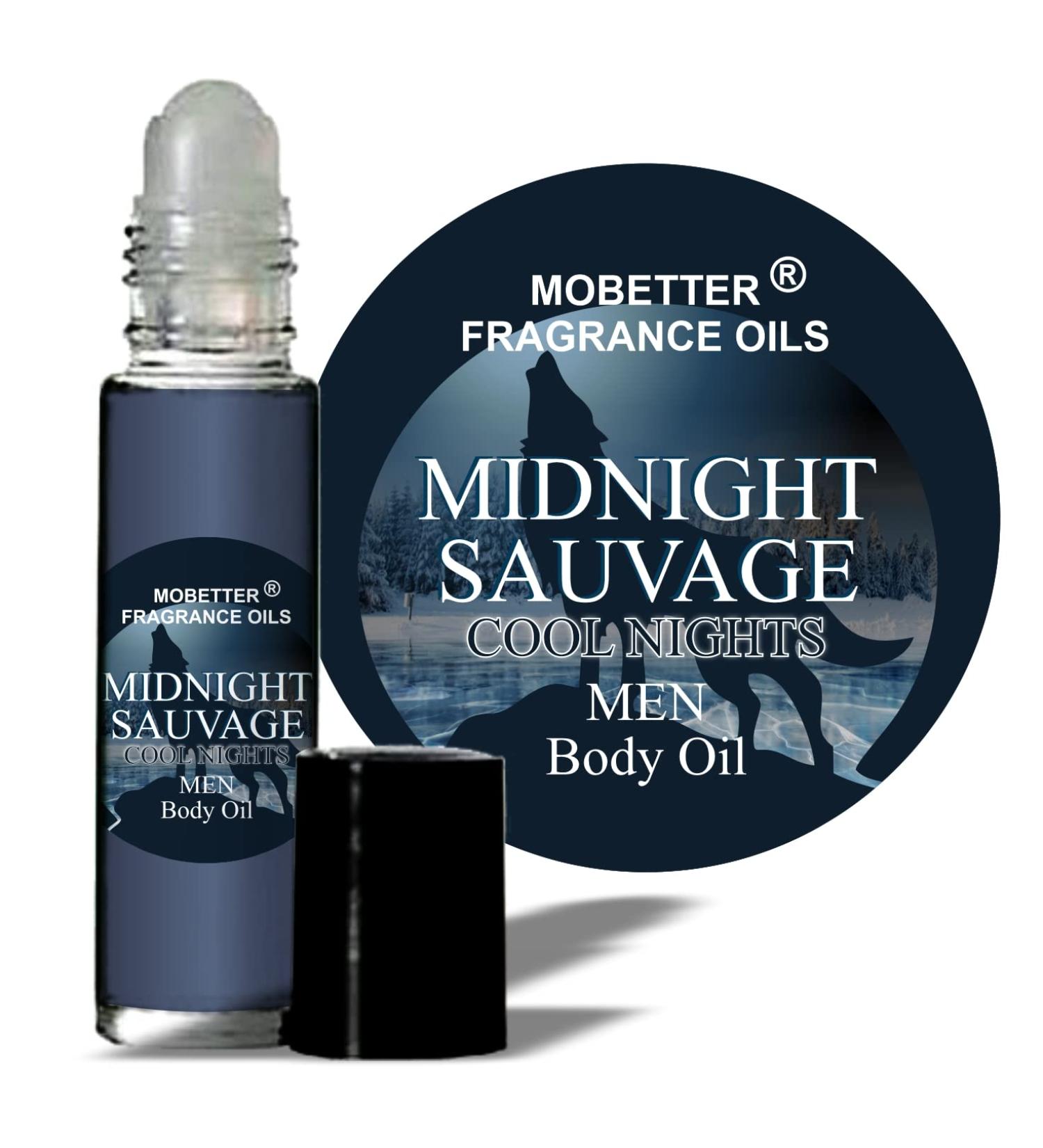MOBETTER FRAGRANCE OILS Midnight Sauvage Cool Nights Men Cologne Body Oil 1/3 oz roll on Glass Bottle