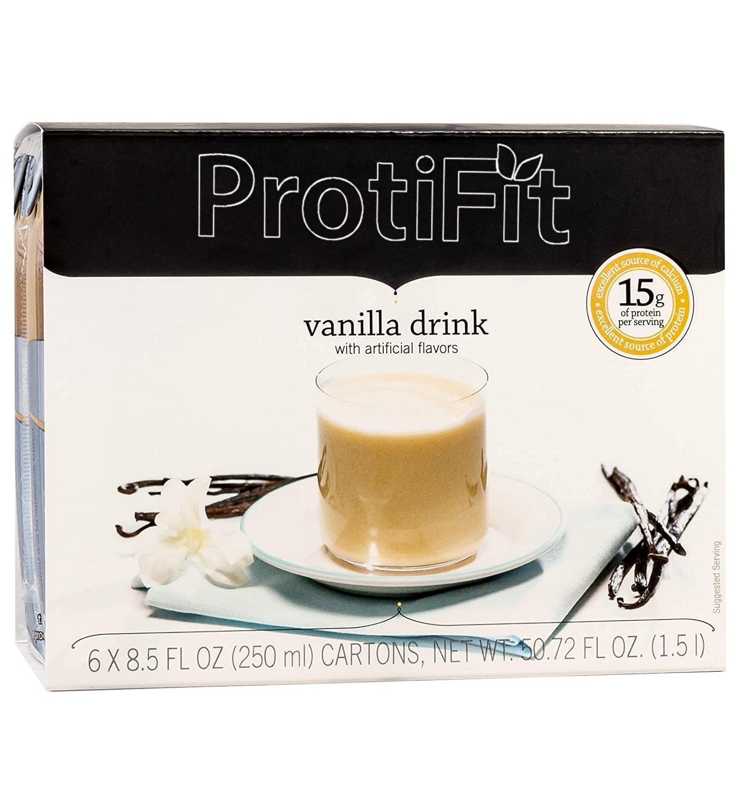 PROTIFIT - 6 Pack High Protein Ready to Drink 15g Protein Low Calorie Low Fat Low Carb Low Sugar Gluten Free Ideal Protein Compatible 6 Servings Per Box (Vanilla) - Buy Online on GoSupps.com