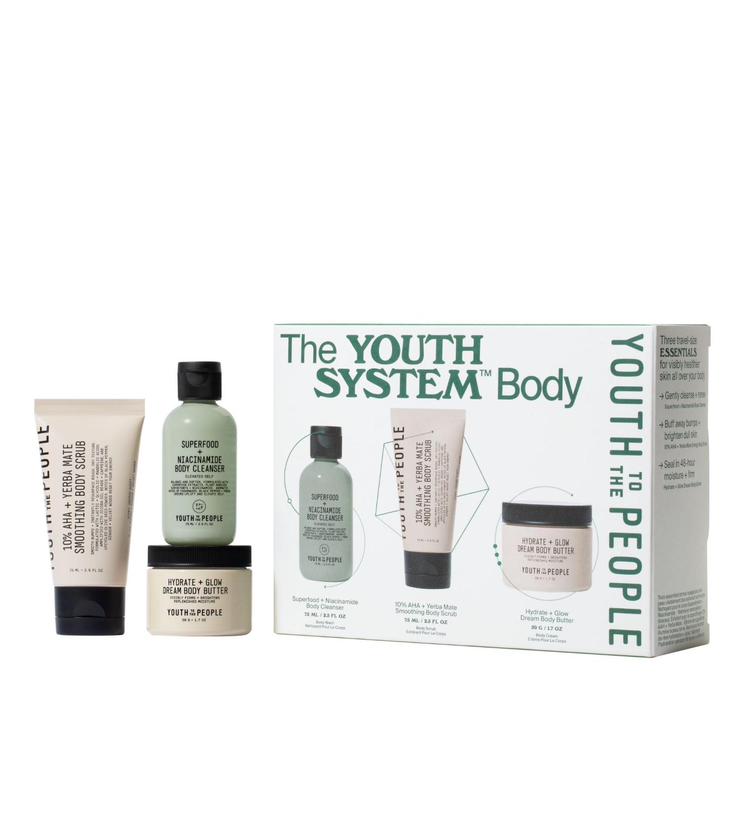 Shop Youth To The People Travel Giftset - Superfood Body Cleanser Glow Body Butter & AHA Scrub - Vegan & Cruelty-Free - Buy Online on GoSupps.com