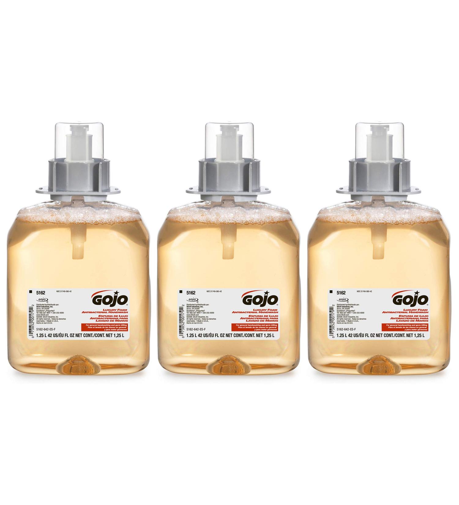 Gojo Luxury Foam Antibacterial Handwash Fresh Fruit Fragrance 1250 mL Refill Pack - Pack of 3 | FMX-12 Push Dispenser | 5162-03 - Buy Online on GoSupps.com