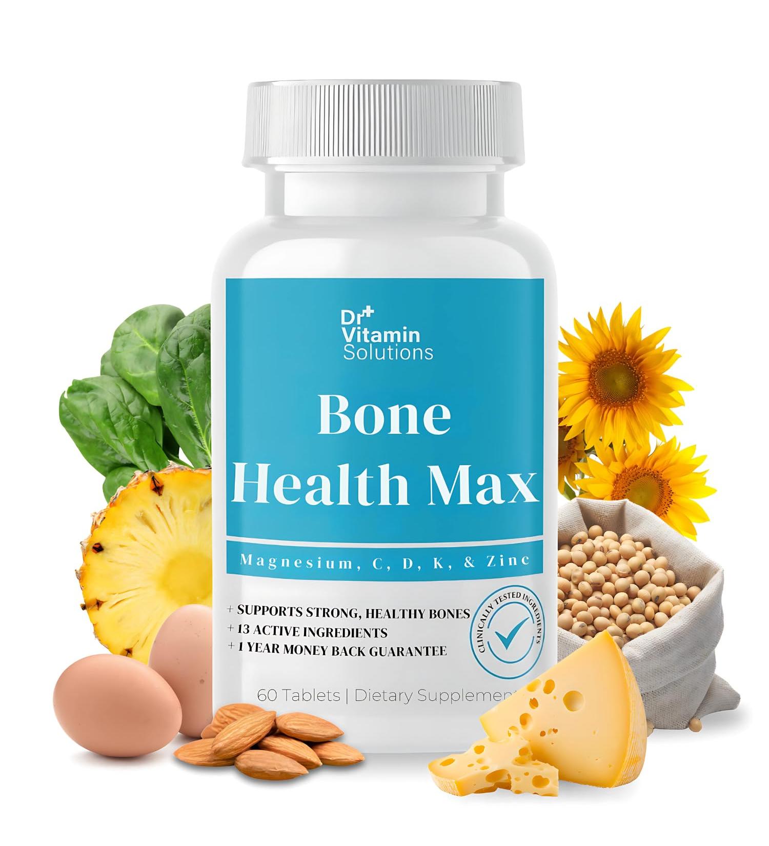 Bone Health Max - Advanced Calcium & Magnesium Supplement with Vitamin D3 Bromelain & Ipriflavone - 60 Tablets for Stronger Bones & Joint Support 1 Bottle 60 Capsules - Buy Online on GoSupps.com
