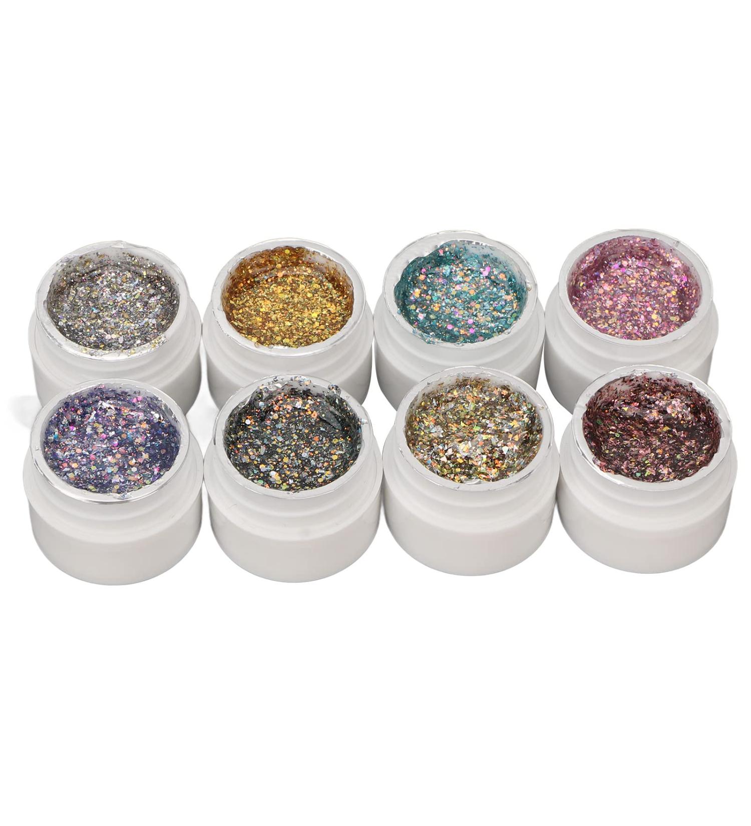Holographic Reflective Glitter Gel 8 Colors Sparkly Shiny Flashing UV LED Nail Polish Set Glitter Gel Nail Polish Kit Sparkly Shiny Nail Gel for Nail Art DIY Home Salon Manicure - Buy Online on GoSupps.com
