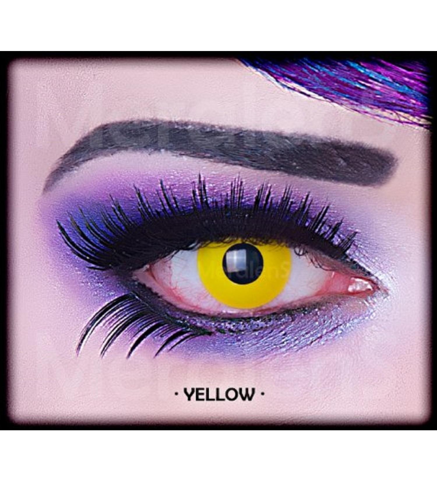 Carnival Colored Yellow Contact Lenses -2.50 | Crazy Lenses for Halloween | 1 Pair with Lens Case - Buy Online on GoSupps.com