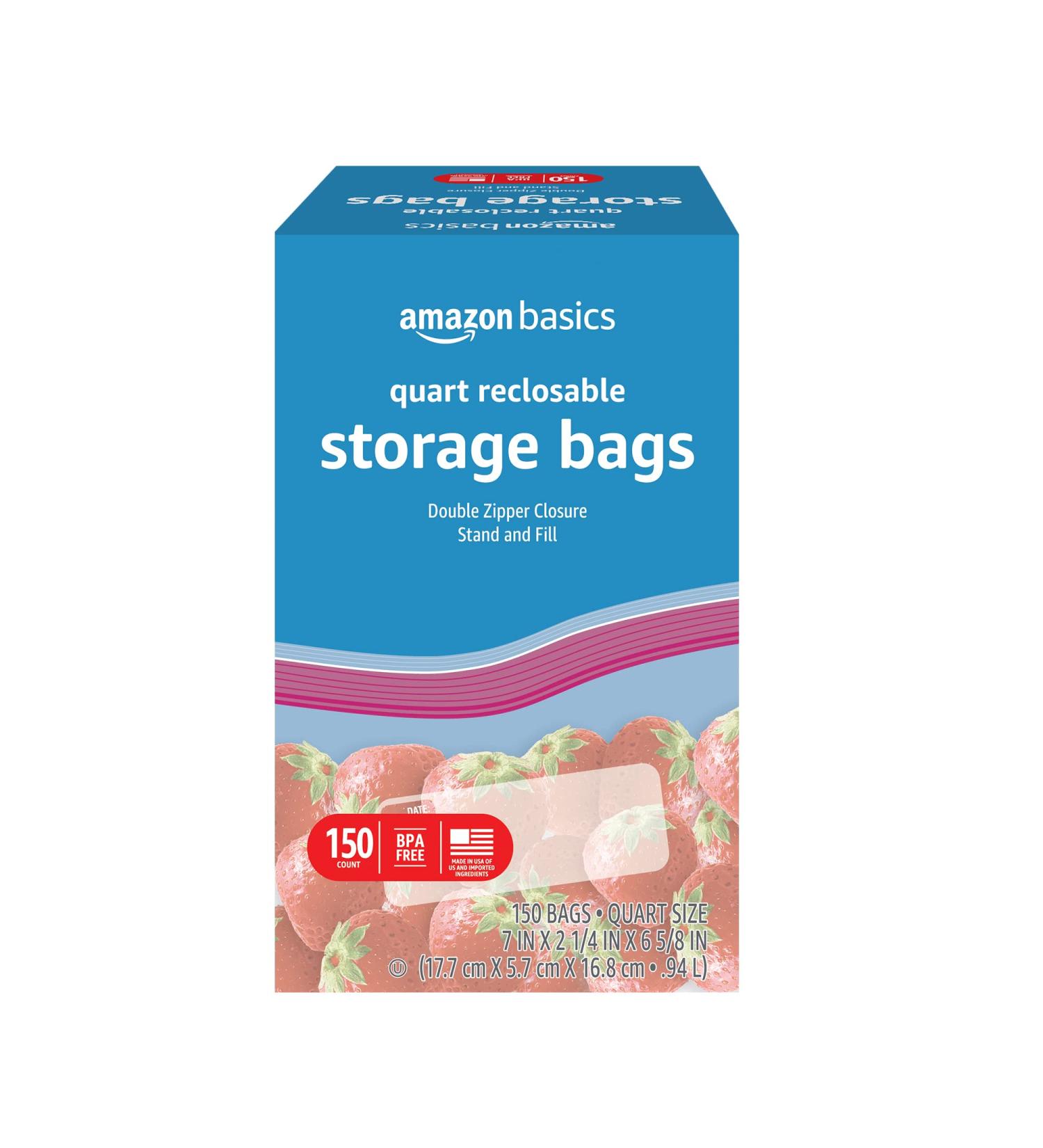 Amazon Basics Quart Food Storage Bags 150 Count - Solimo Replacement - Buy Online on GoSupps.com