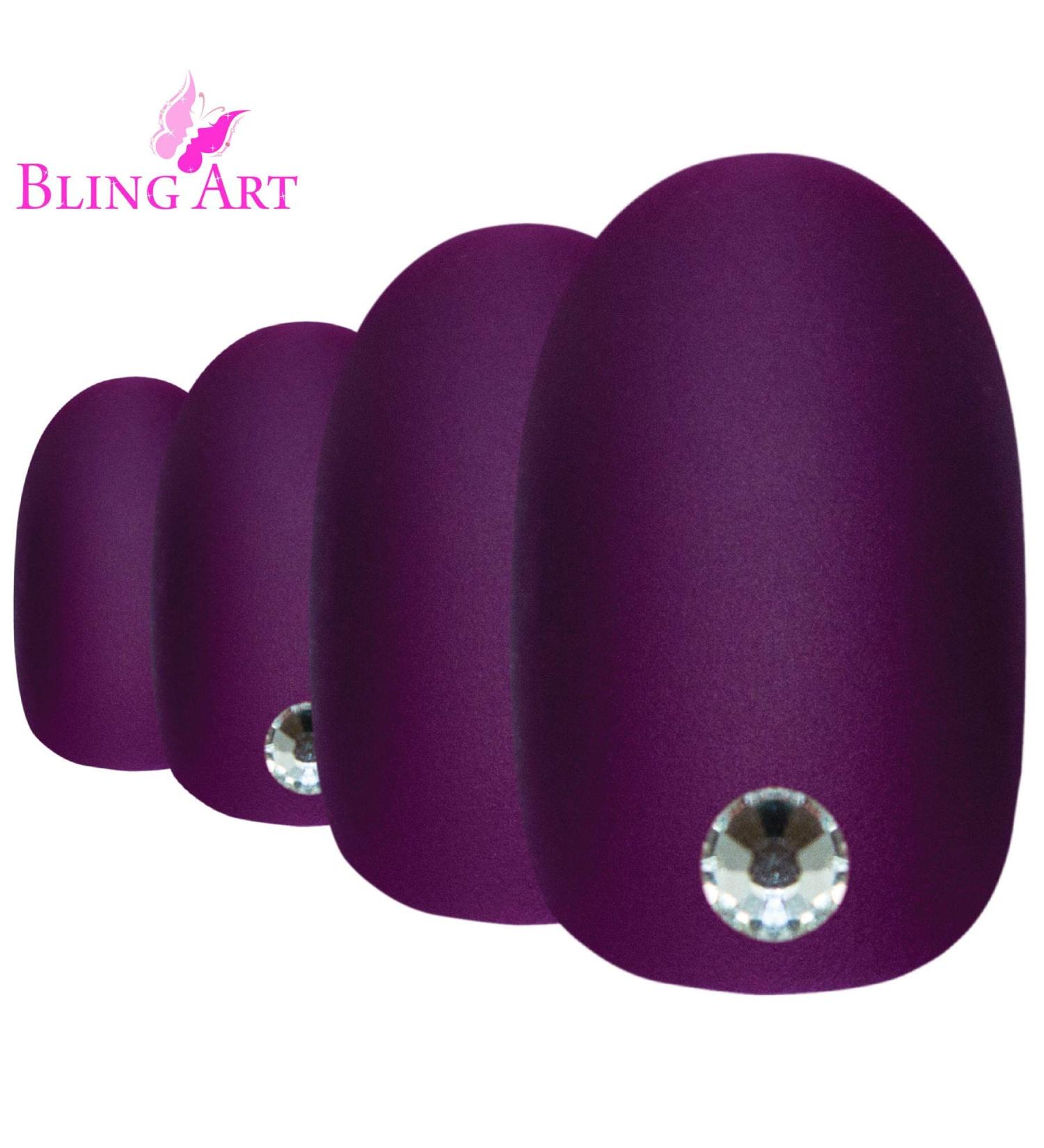 Shop False Nails Bling Art Purple Matte Oval - 24 Medium Tips with Glue | Trendy & Durable Artificial Nails for All Occasions - Buy Online on GoSupps.com