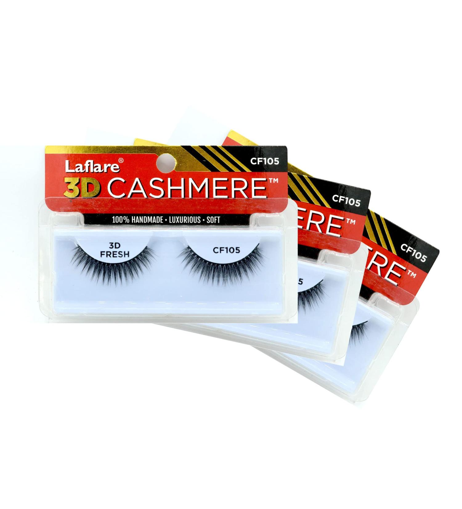 LAFLARE 3D Cashmere Eyelashes - Natural Glam Fluffy & Reusable False Lashes | 3 Packs Special Bundle CF105 - Buy Online on GoSupps.com