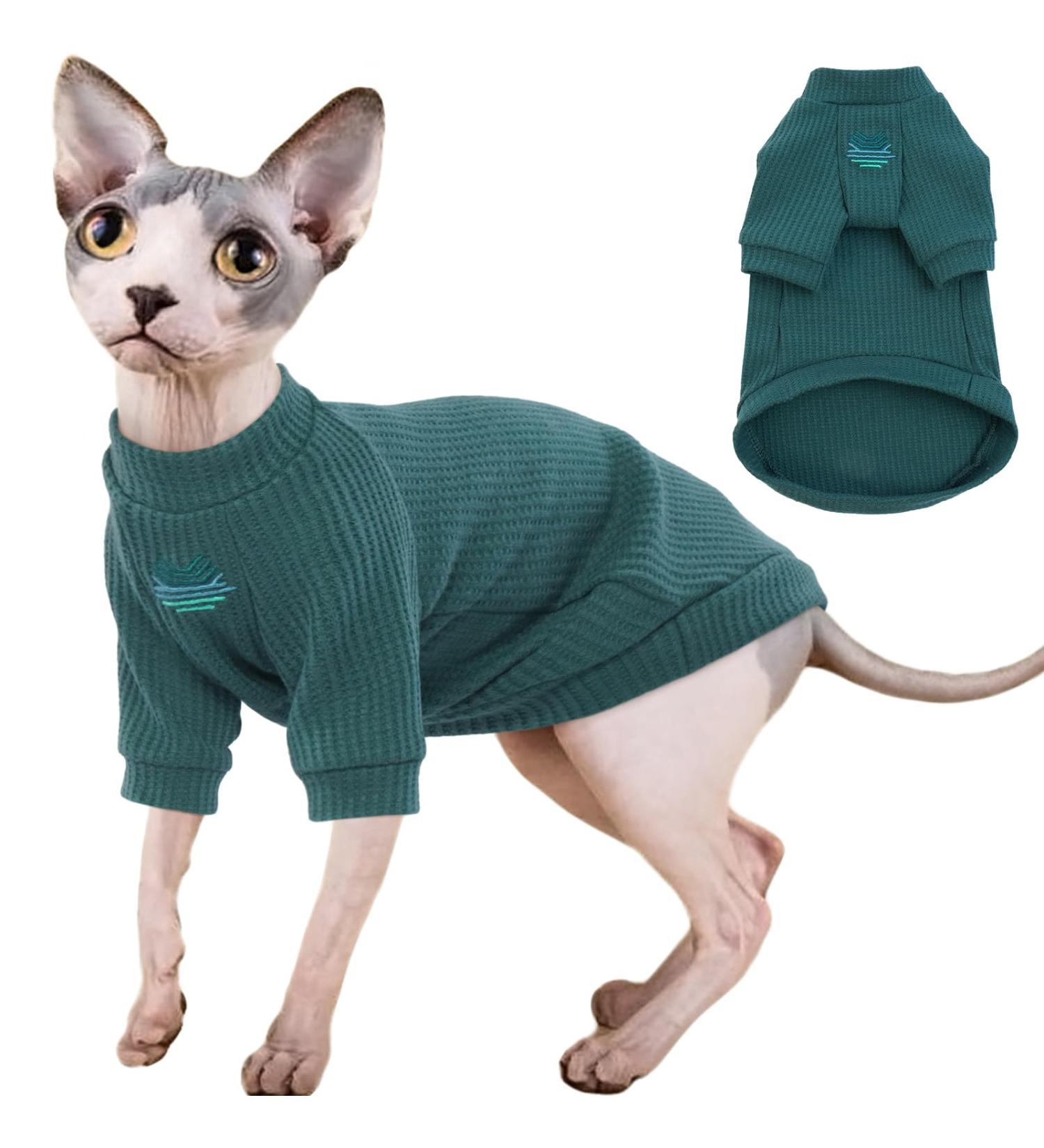 Iecoii Sphynx Litter Clothing | Soft Cotton T-Shirts & Sweaters for Hairless Cats | Stylish Apparel for Sphynx Cornish Rex Devon Rex Peterbald - Buy Online on GoSupps.com