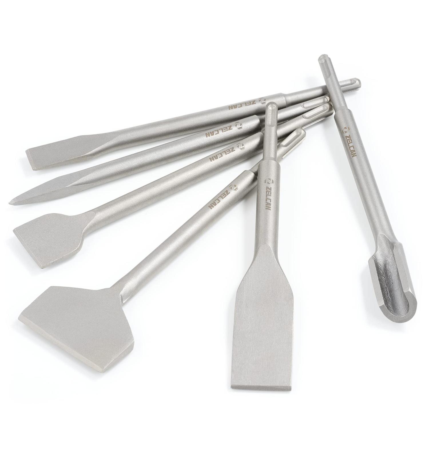 ZELCAN Chisel Set with SDS Plus Shanks  6pc Masonry Concrete Drill Bit Set  Tile Grooving Scraping Flat Point Scaling Chisels 40Cr Steel Rotary Hammer Drill Tool Kit SDS Plus Bits for Home Improvement - Buy Online on GoSupps.com