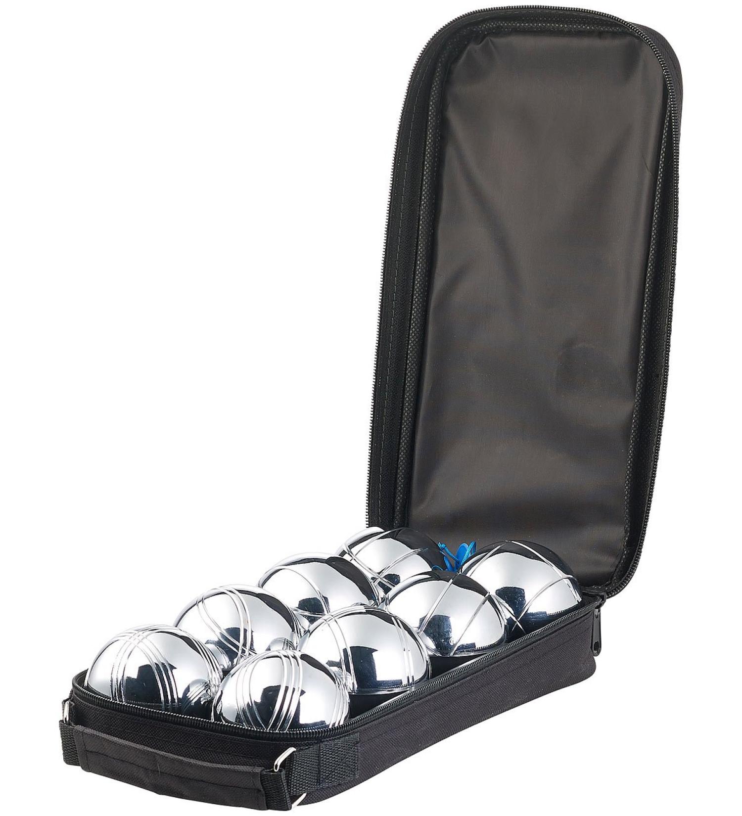 Premium Pearl Boules Balls Set - 8 Metal & 1 Wooden Ball for Boules & Boccia Game | Perfect Gift for Men - Includes Spacer & Bag - Buy Online on GoSupps.com