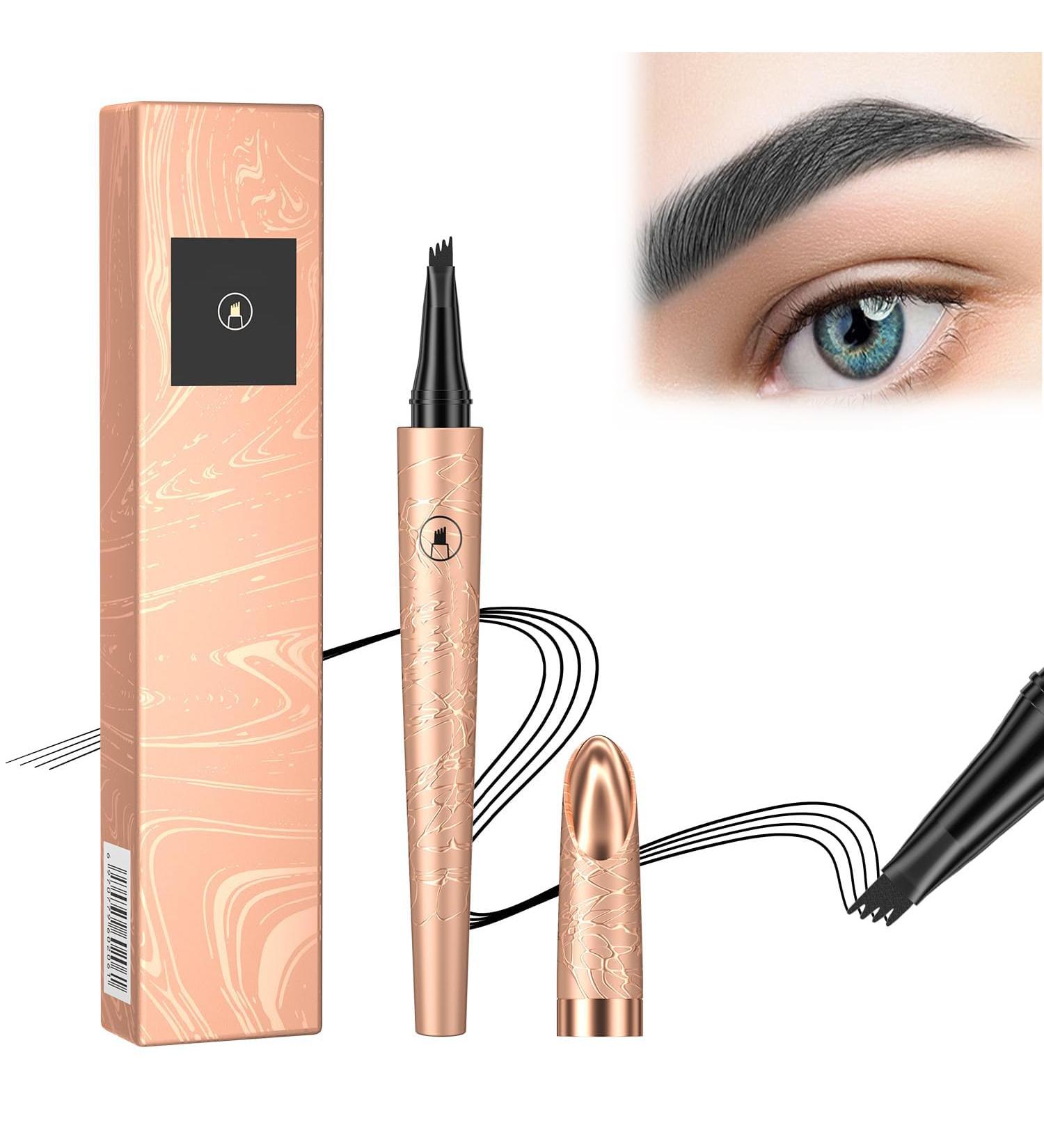 Microblading Eyebrow Pen 3D Waterproof Long-Lasting Eyebrow Pen Long-lasting Natural Makeup Fine Stroke Magic Eyebrow Pencil Stay on All Day (Black) - Buy Online on GoSupps.com