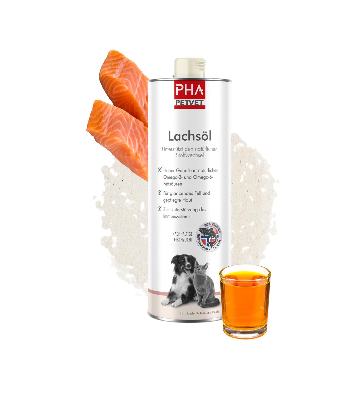 PHA Salmon Oil for Dogs Cats & Horses - Omega 3 & 6 Fatty Acids | 500ml Sustainable Norwegian Fish Oil - Buy Online on GoSupps.com