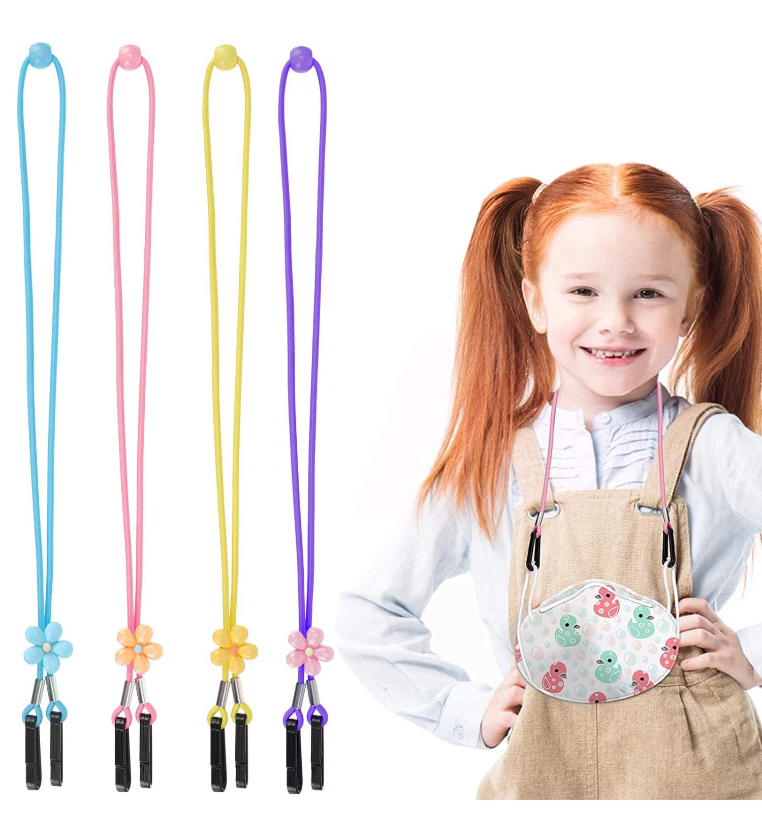 Kids Mask Lanyard Set: Adjustable Length Face Mask Holder for Kids - 4pcs Multicolored Safety Lanyards - Buy Online on GoSupps.com