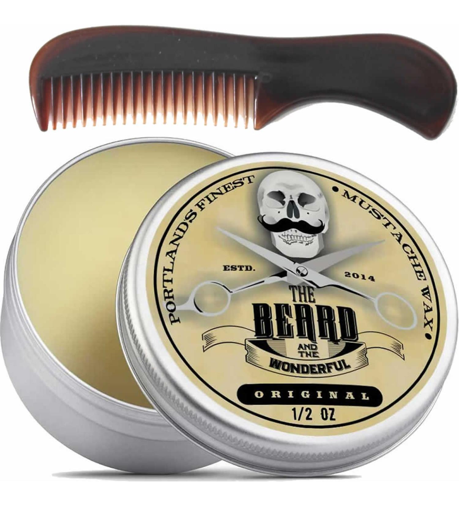 Moustache & Beard Wax for Men with Beard Comb | Promotes Growth, Moisture Resistant, Natural Ingredients | Original 15 ml - Buy Online on GoSupps.com