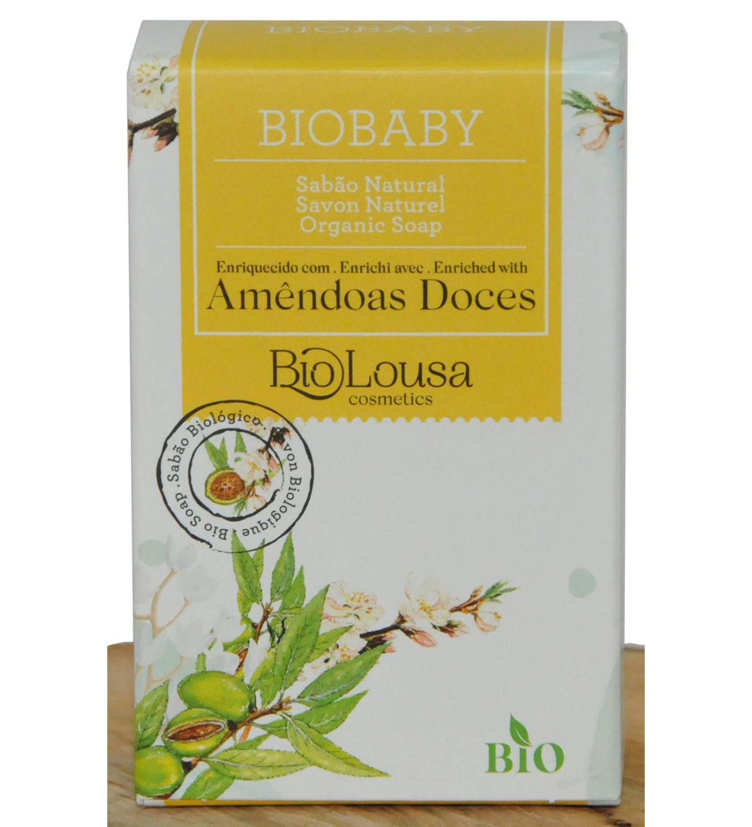  BioLousa Biobaby ideal soap for babies and delicate skin is very gentle and natural cold process organic superfatted with 8% organic sweet almond oil 100g Ideal for frequent hand washing - Buy Online on GoSupps.com