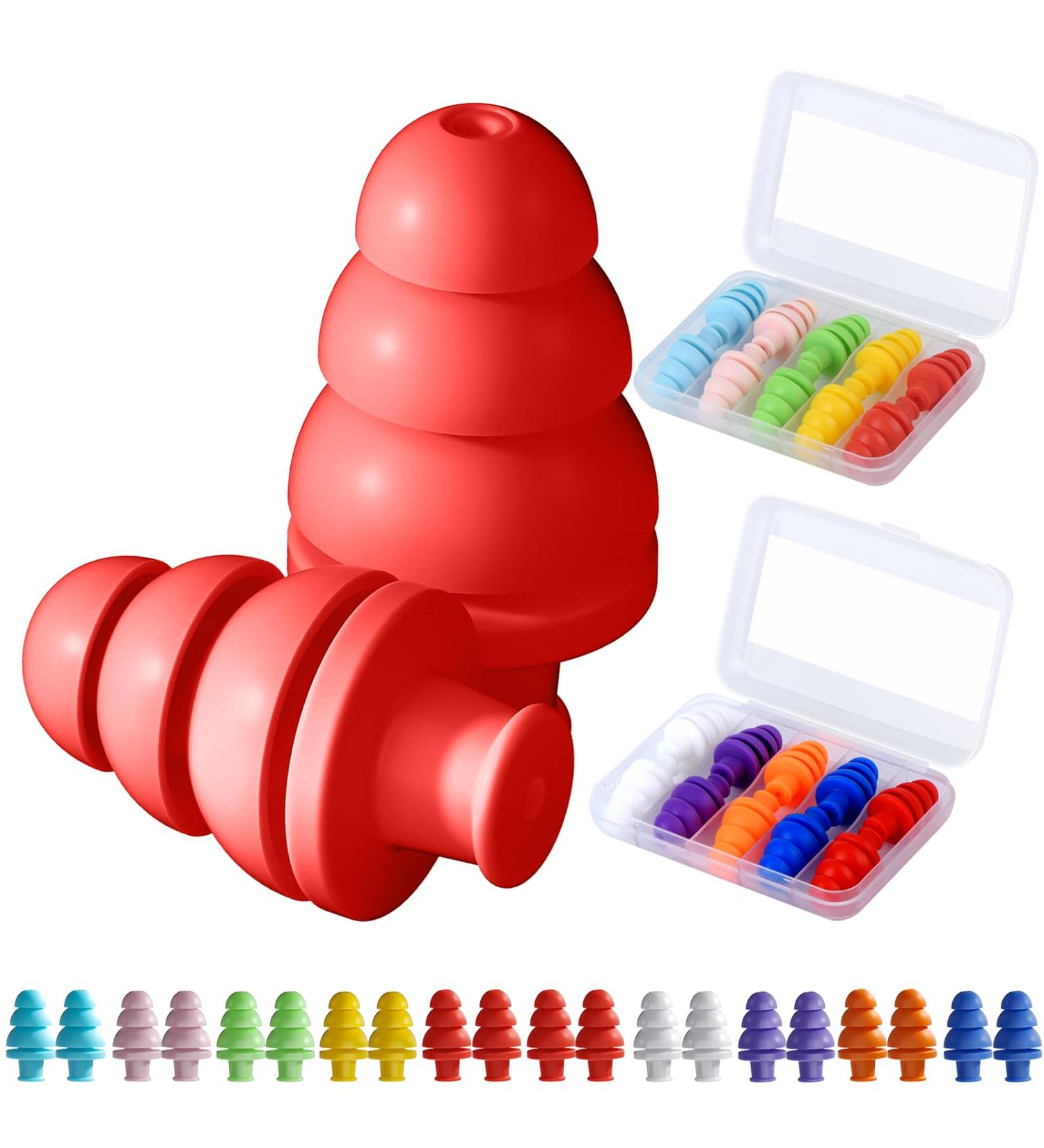 10 Pairs of Reusable Noise Cancelling Ear Plugs for Sleep Concerts Travel & Work - 33dB NRR Soft Style in 9 Colors - Buy Online on GoSupps.com