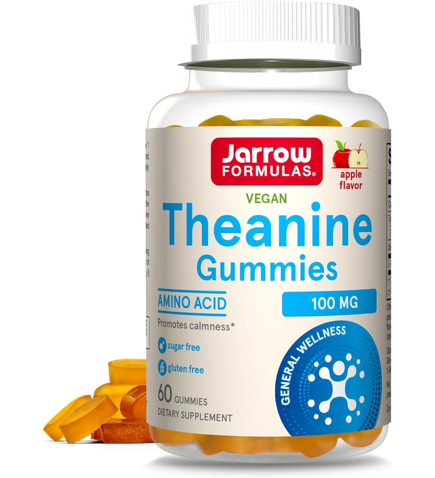 Jarrow Formulas Theanine Gummies - Sugar Free Apple Flavor, 100mg, 60 Count - Buy Online on GoSupps.com